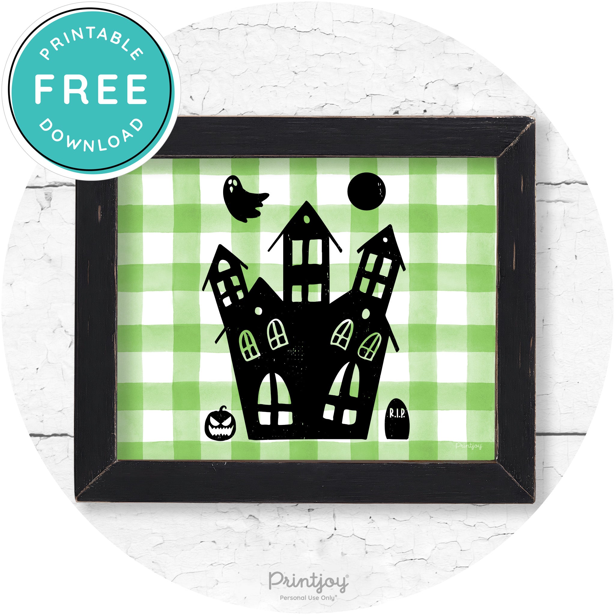 Fun Cute Haunted House Farmhouse Halloween Wall Art Free Printable - Printjoy