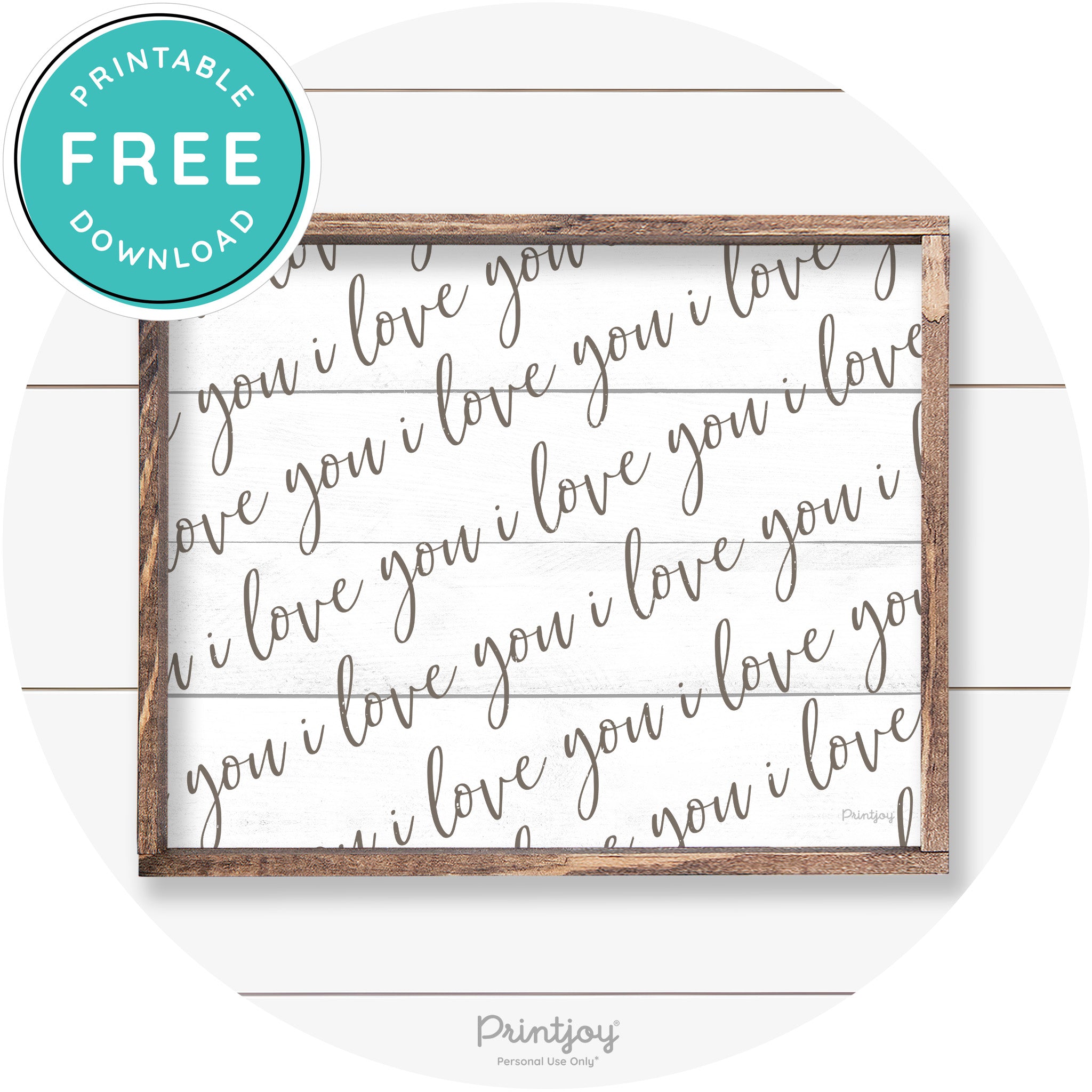 I Love You Pattern Cute Couples Farmhouse Wall Art Free Printable - Printjoy