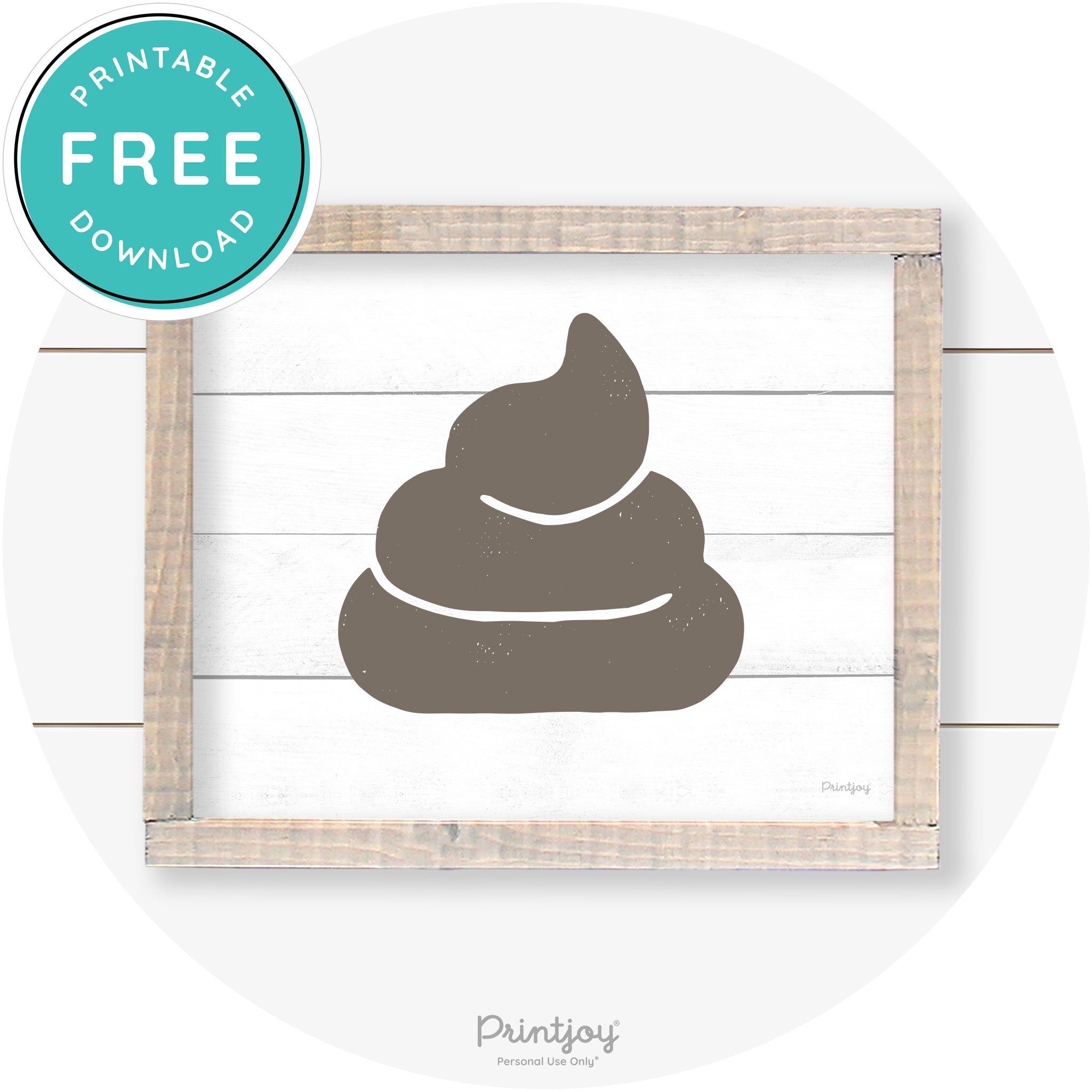 Poop Emoji Silhouette Funny Bathroom Sign Wall Art Free Printable - Printjoy