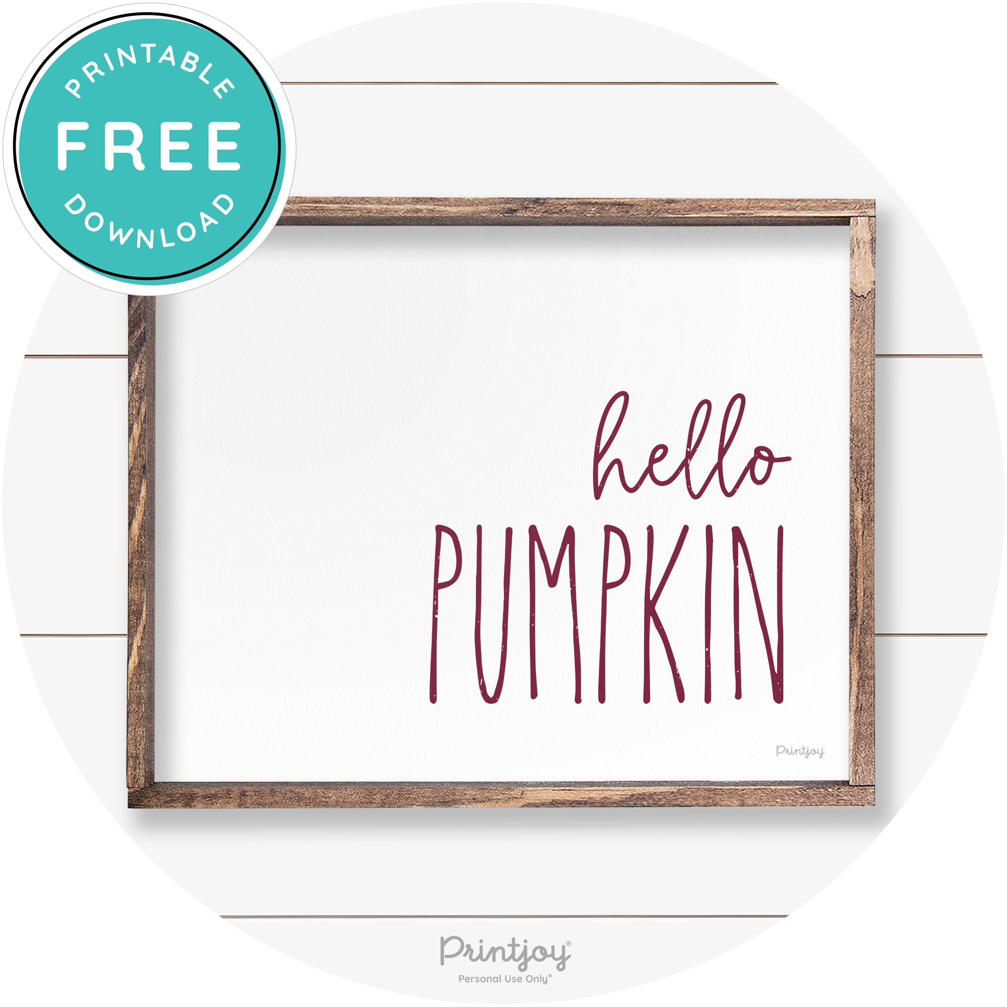 Hello Pumpkin Cute Fun Simple Farmhouse Wall Art Free Printable - Printjoy