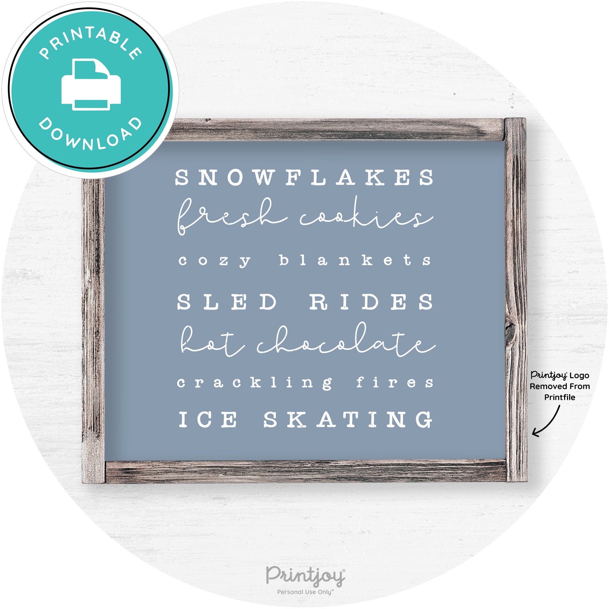 Winter Favorite Things Rustic Farmhouse Wall Art Decor Free Printable - Printjoy