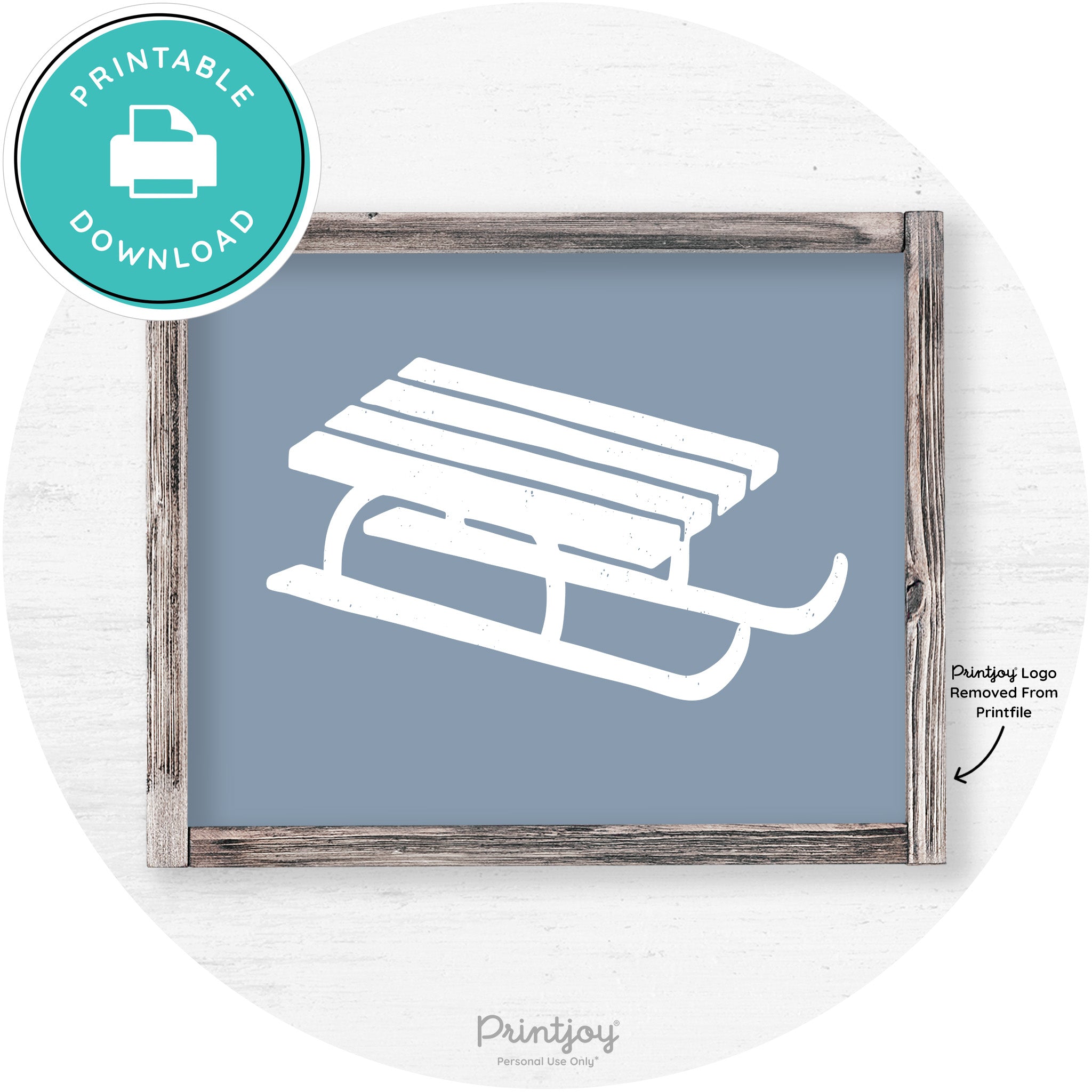 Winter Old Fashioned Sled Rustic Farmhouse Wall Art Free Printable - Printjoy