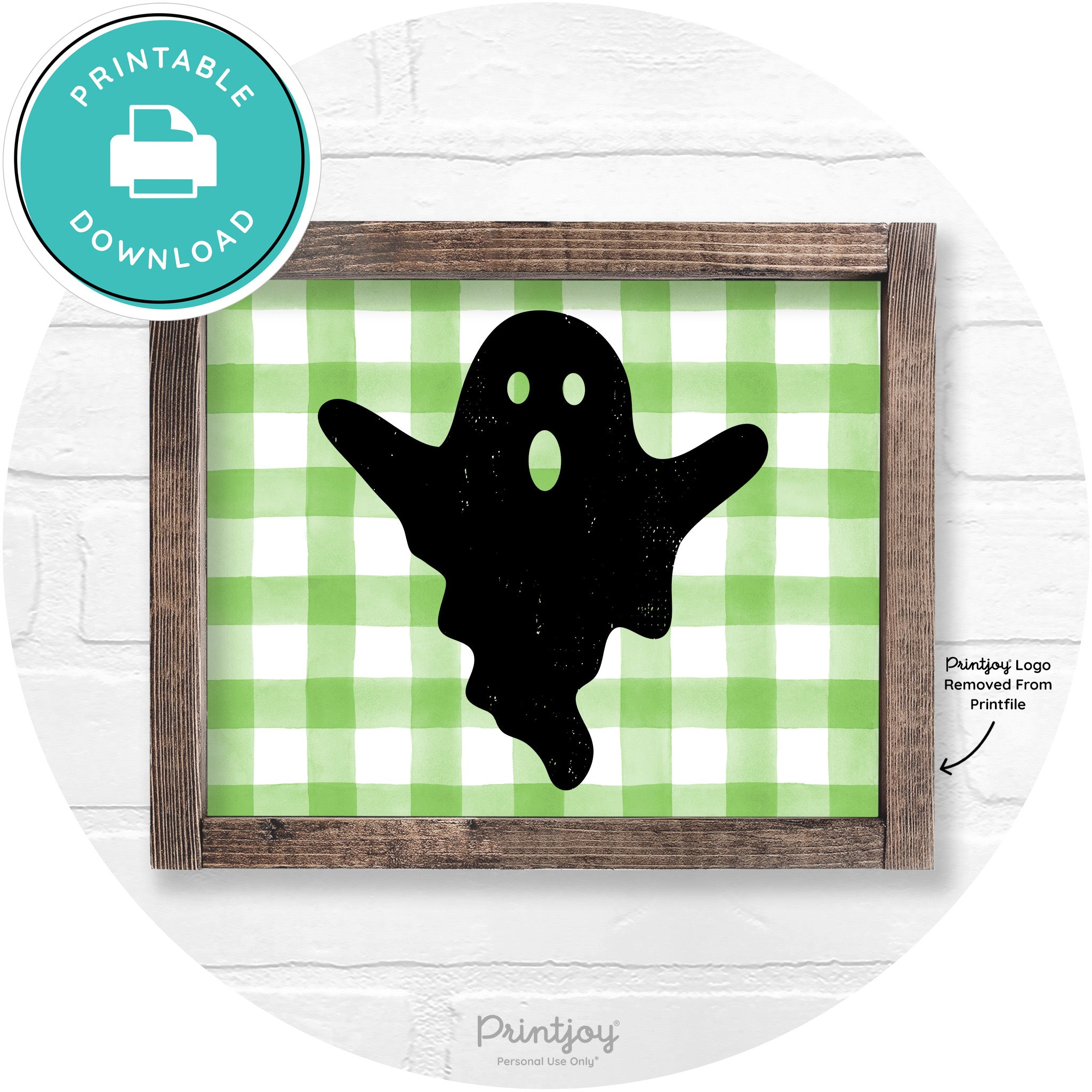 Halloween Cute Ghost Rustic Farmhouse Wall Art Free Printable - Printjoy