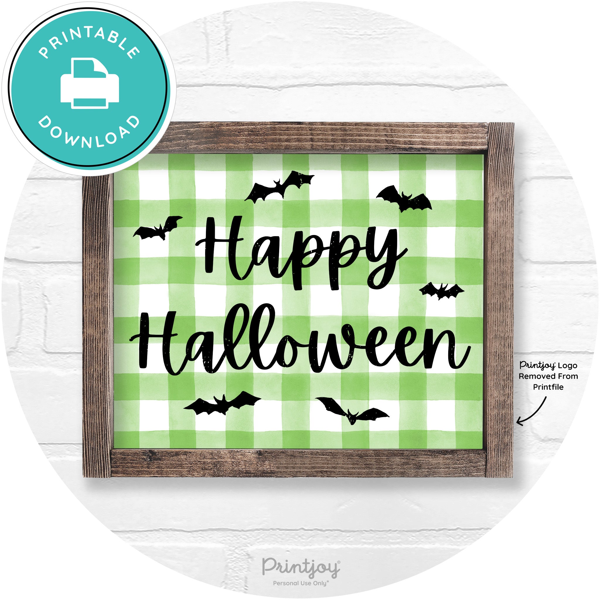 Happy Halloween Bats Rustic Farmhouse Wall Art Free Printable - Printjoy