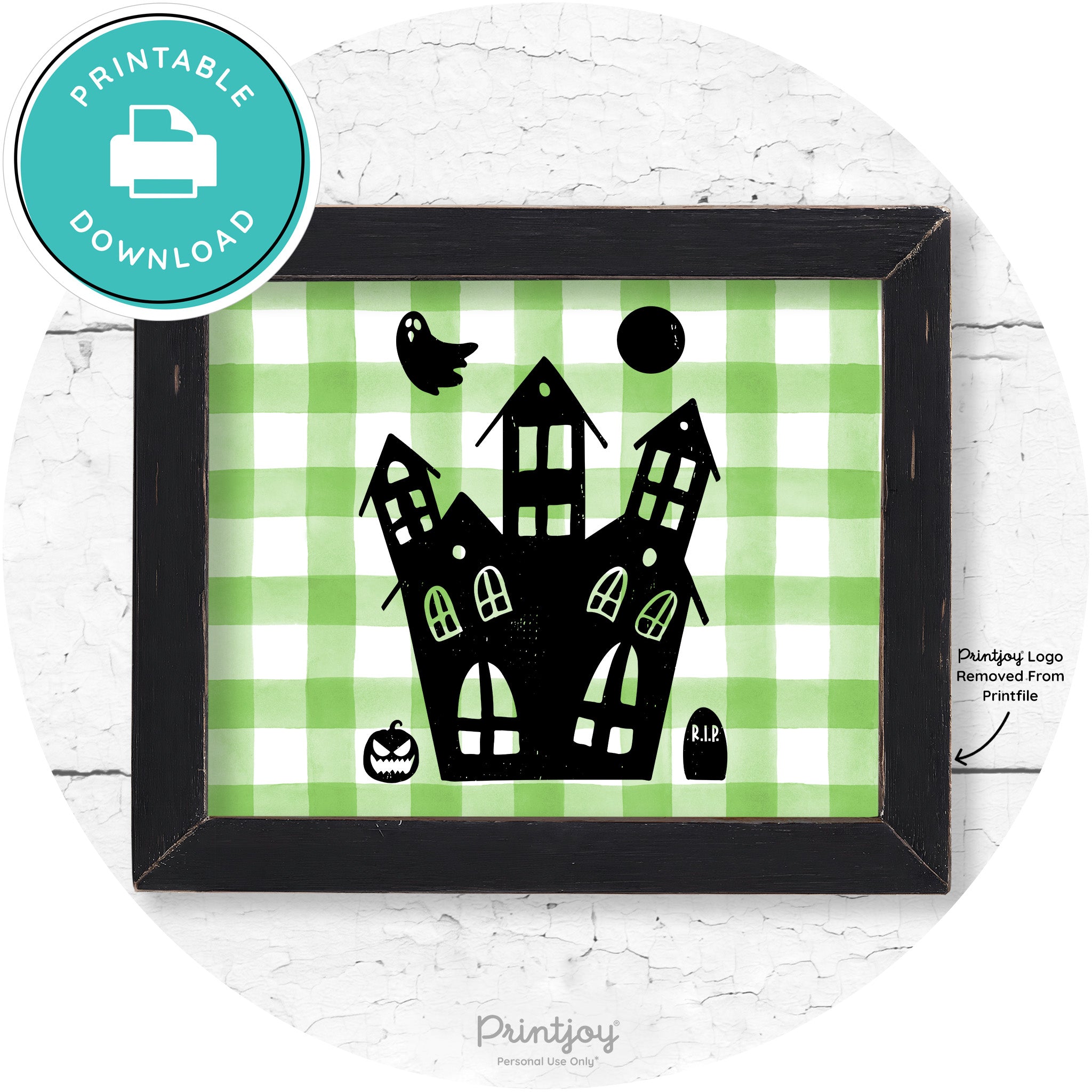 Fun Cute Haunted House Farmhouse Halloween Wall Art Free Printable - Printjoy