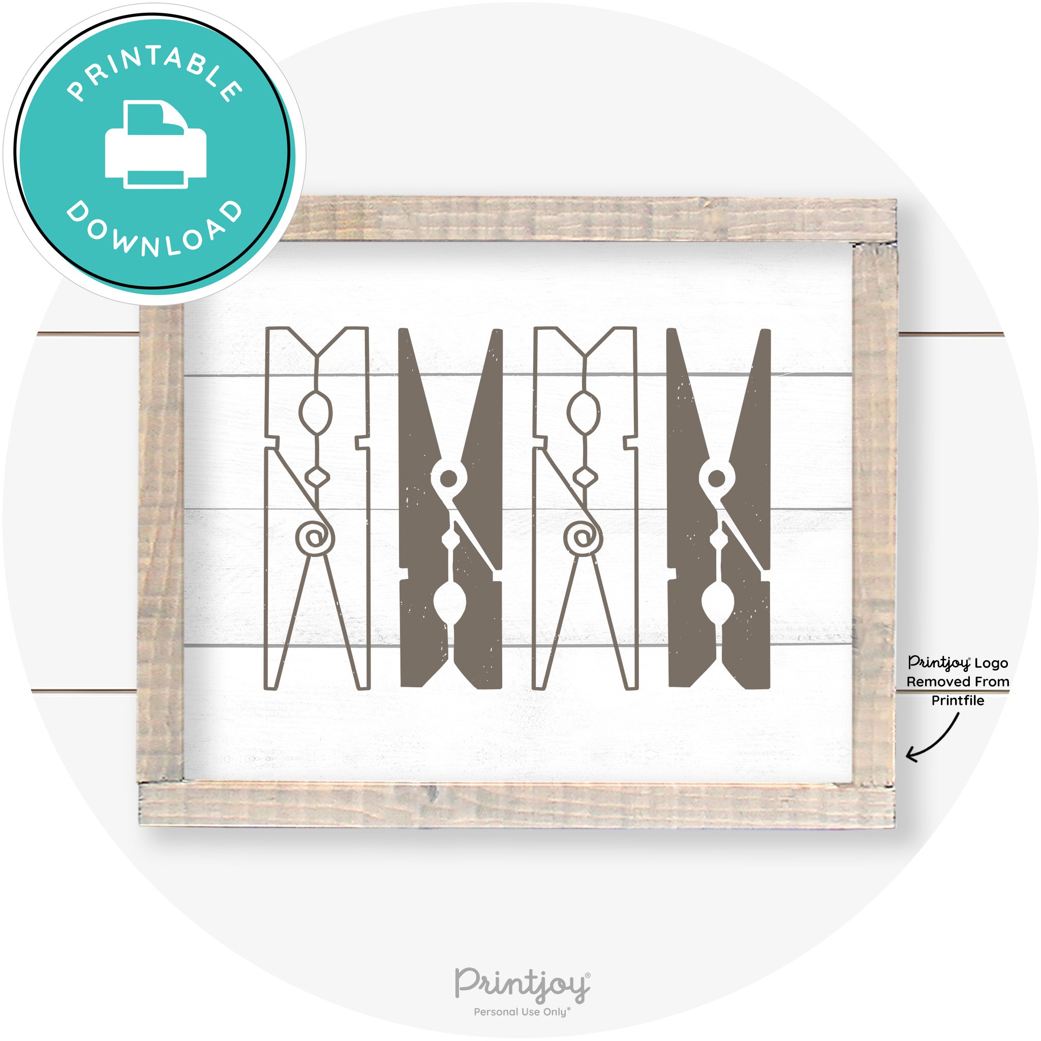 Clothespins Cute Laundry Room Farmhouse Wall Art Free Printable - Printjoy