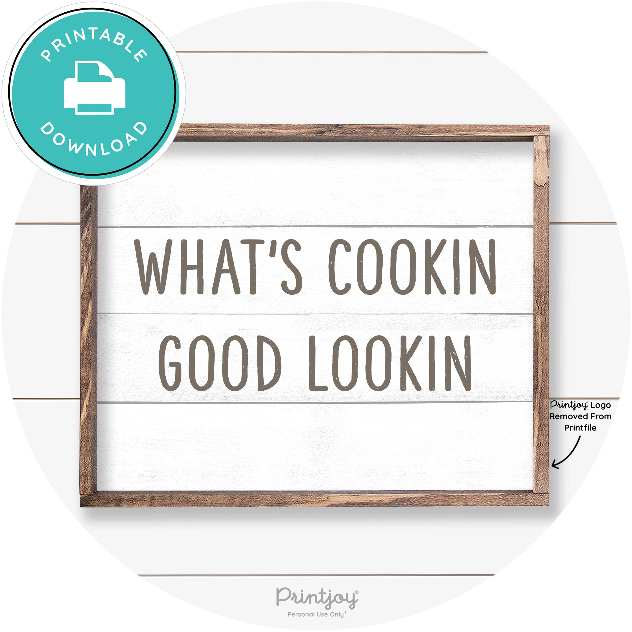 What's Cookin Good Lookin Farmhouse Kitchen Wall Art Free Printable - Printjoy