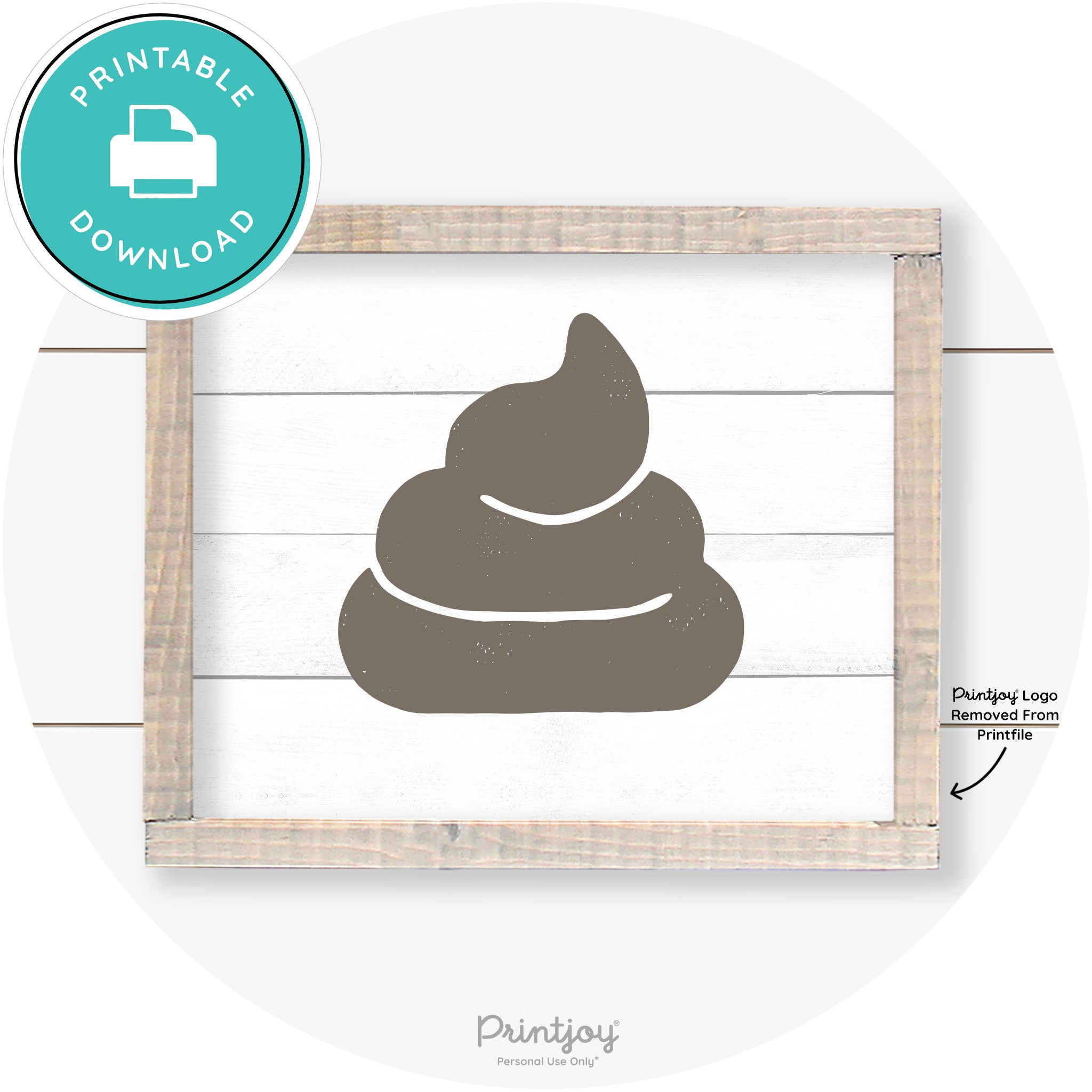 Poop Emoji Silhouette Funny Bathroom Sign Wall Art Free Printable - Printjoy
