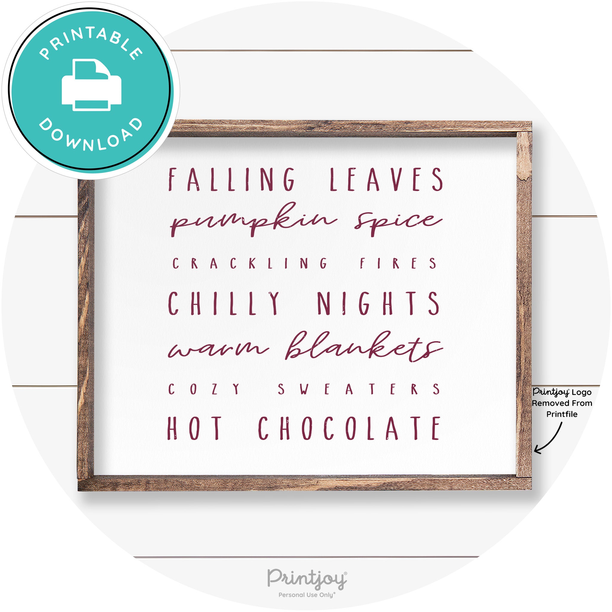 Fall Favorite Things Cute Farmhouse Autumn Wall Art Free Printable - Printjoy