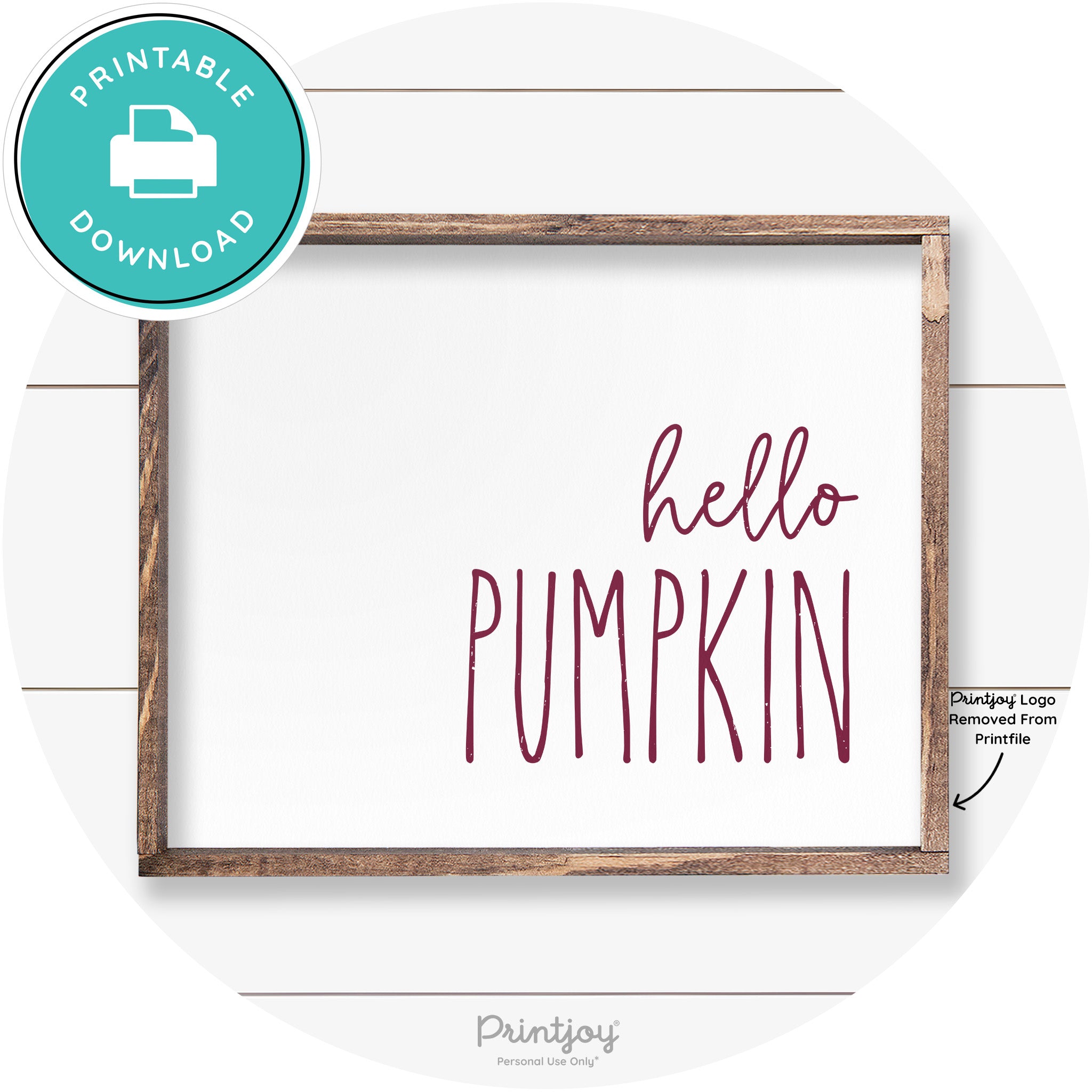 Hello Pumpkin Cute Fun Simple Farmhouse Wall Art Free Printable - Printjoy