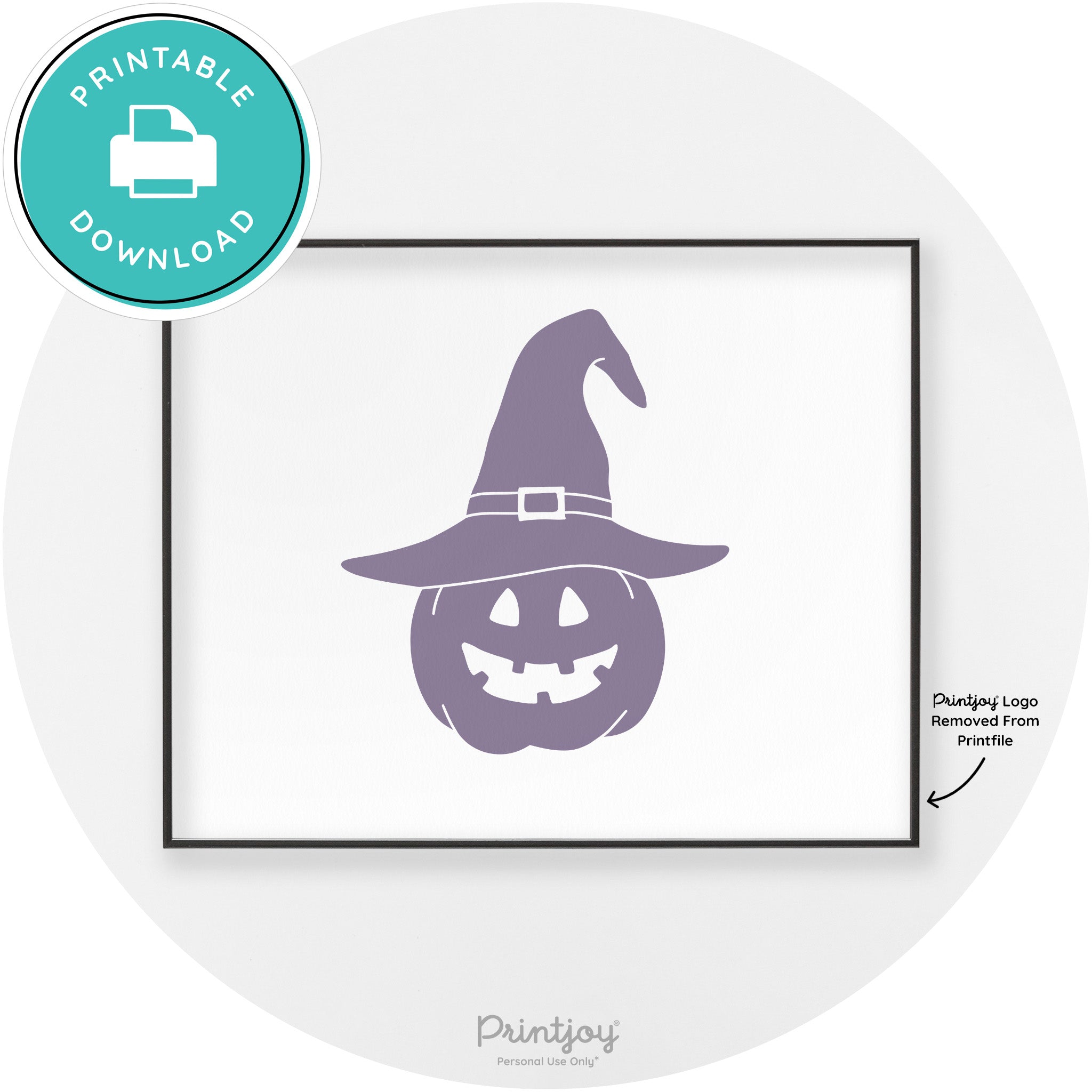 Halloween Cute Witch Jack O Lantern Chic Wall Art Printable - Printjoy