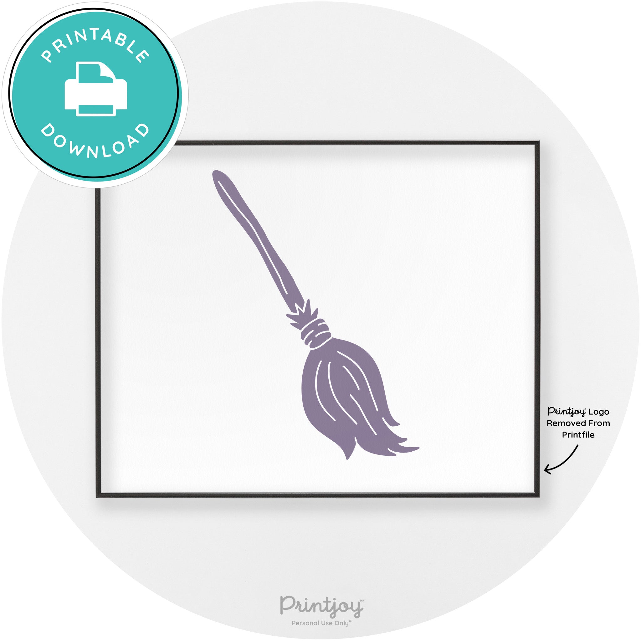 Witches Broom Halloween Cute Modern Chic Wall Art Free Printable - Printjoy