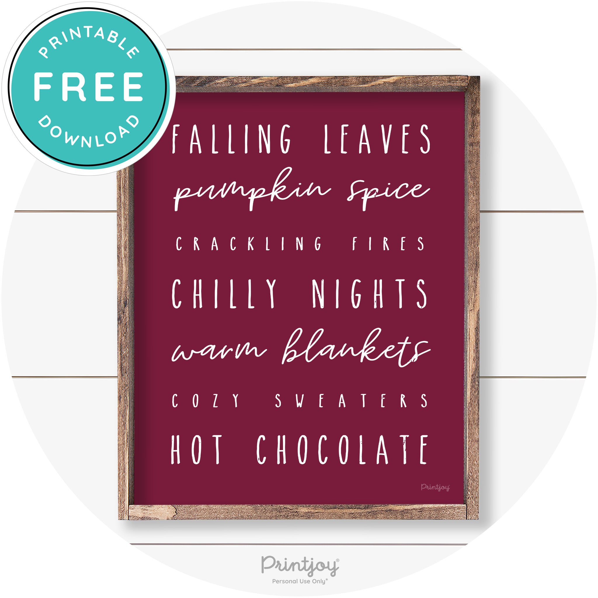 Fall Favorite Things Cute Farmhouse Autumn Wall Art Free Printable - Printjoy