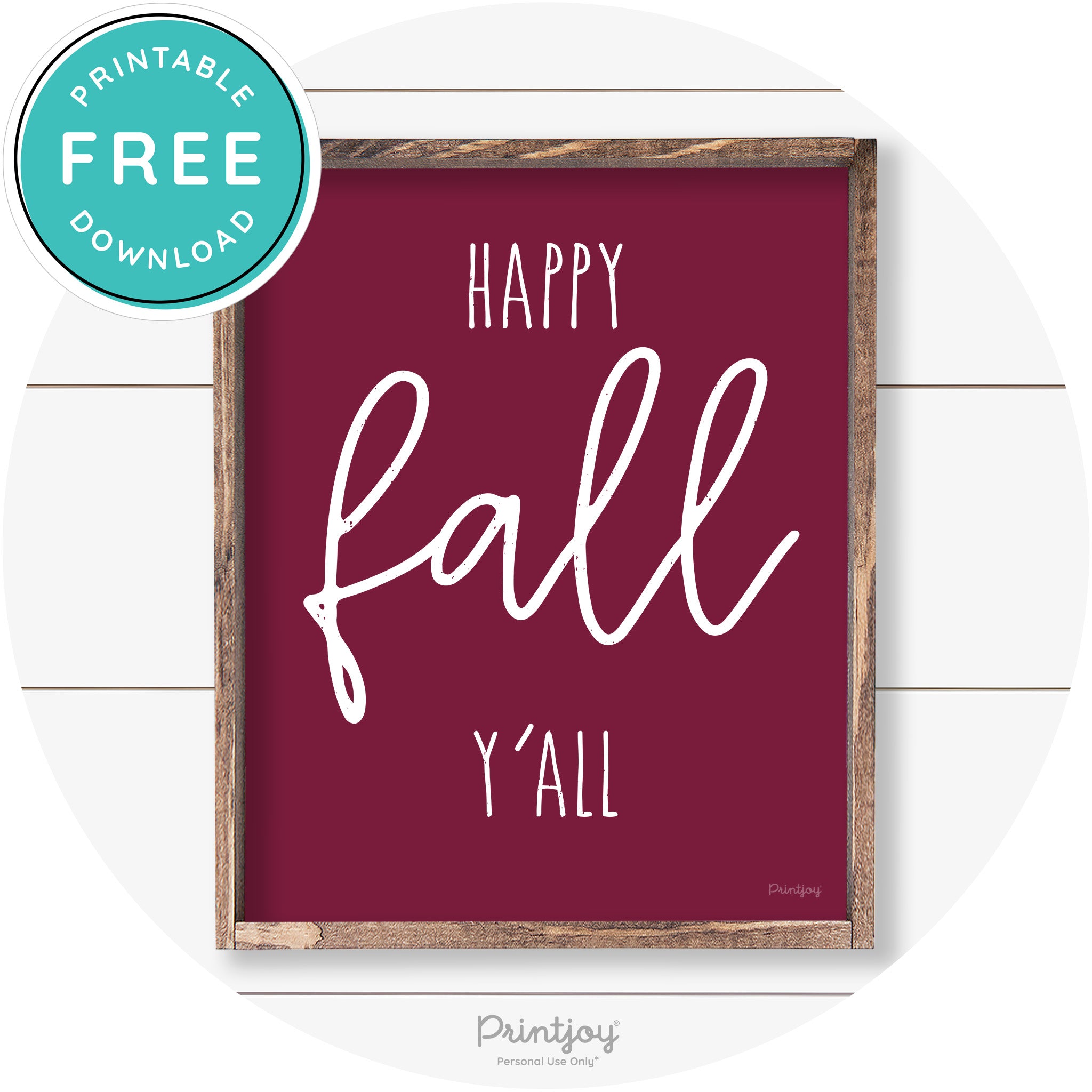 Happy Fall Y'all Cute Farmhouse Autumn Wall Art Decor Free Printable - Printjoy