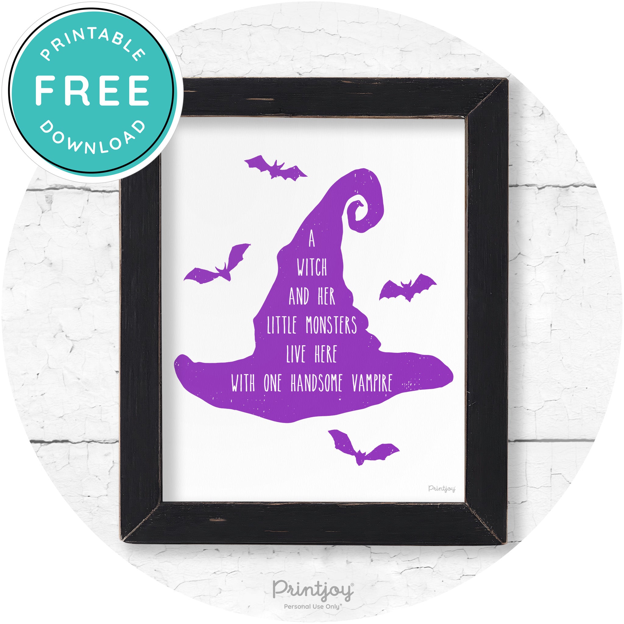 Fun Halloween Family Farmhouse Witch Hat Wall Art Free Printable - Printjoy