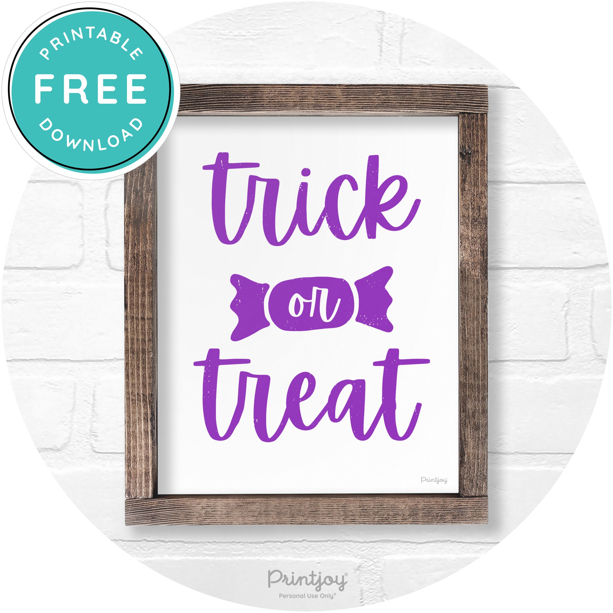 Trick Or Treat Halloween Rustic Farmhouse Wall Art Free Printable - Printjoy