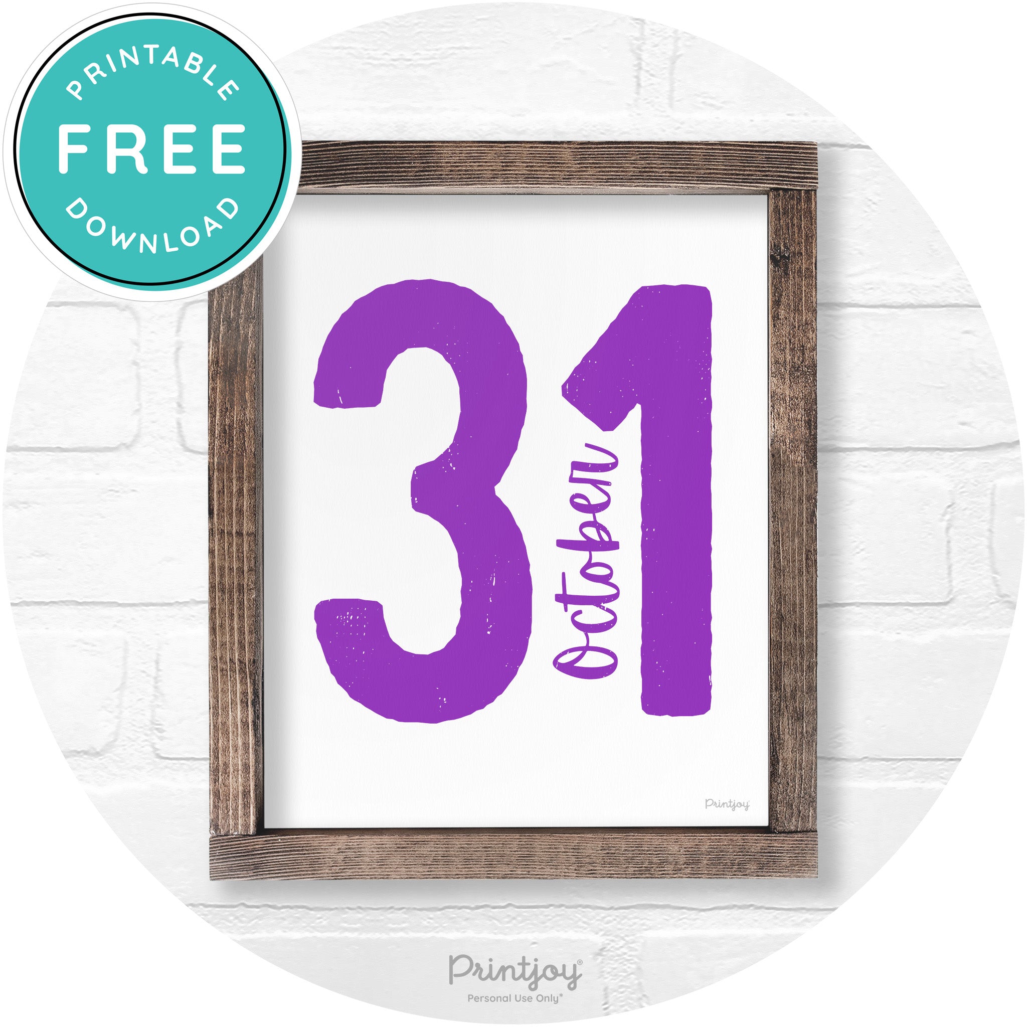 October 31 Halloween Rustic Farmhouse Wall Art Free Printable - Printjoy