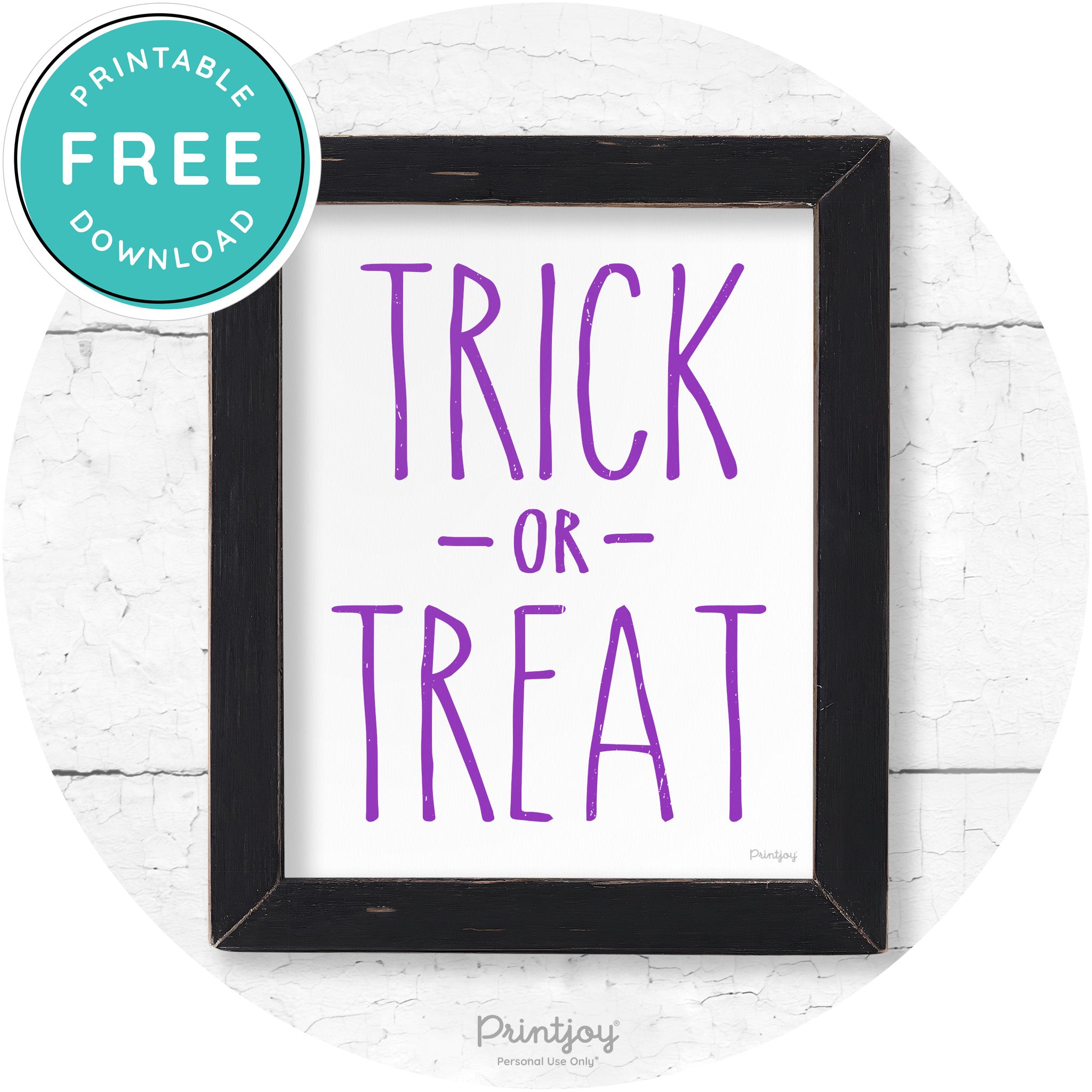 Trick Or Treat Lettering Farmhouse Halloween Wall Art Free Printable - Printjoy
