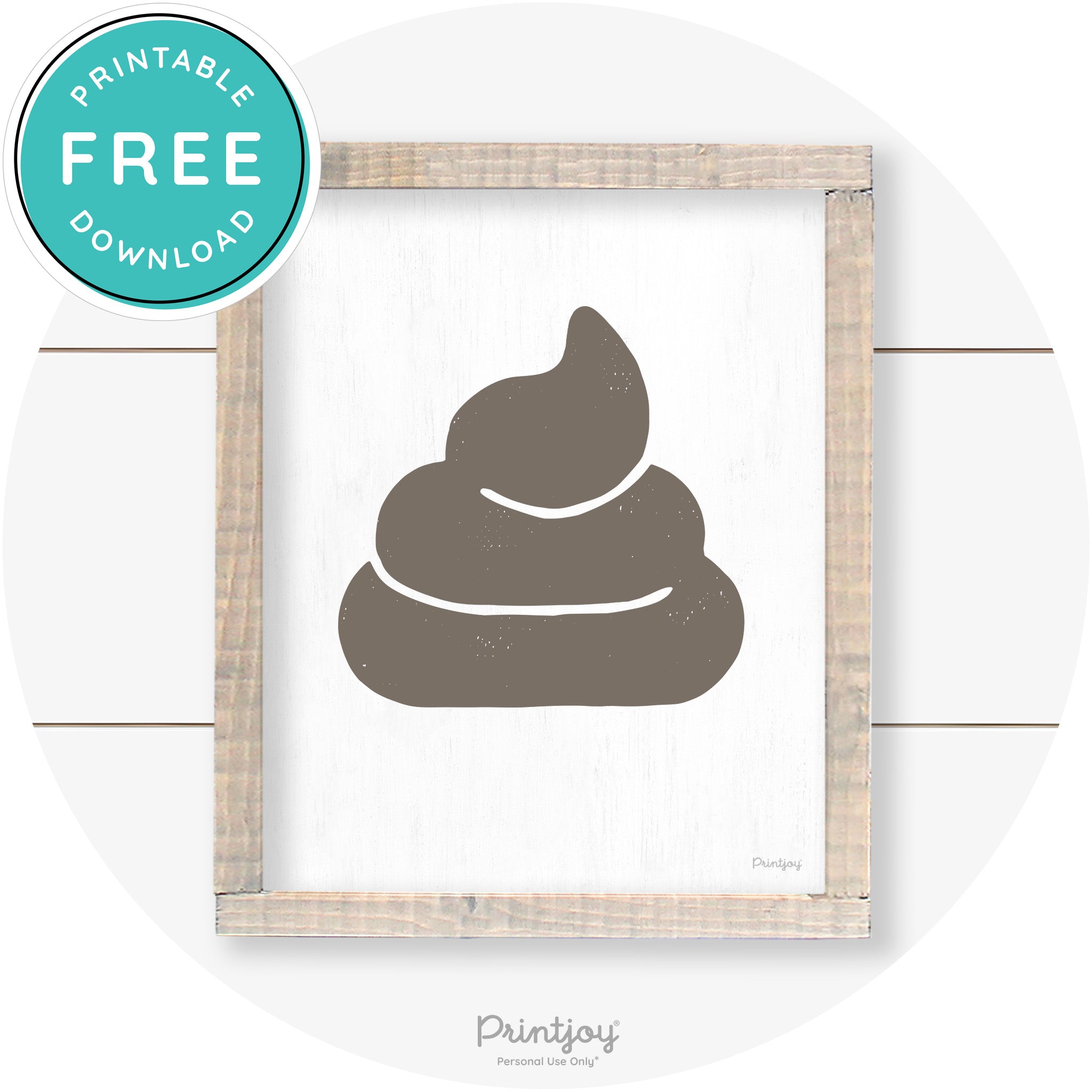 Poop Emoji Silhouette Funny Bathroom Sign Wall Art Free Printable - Printjoy