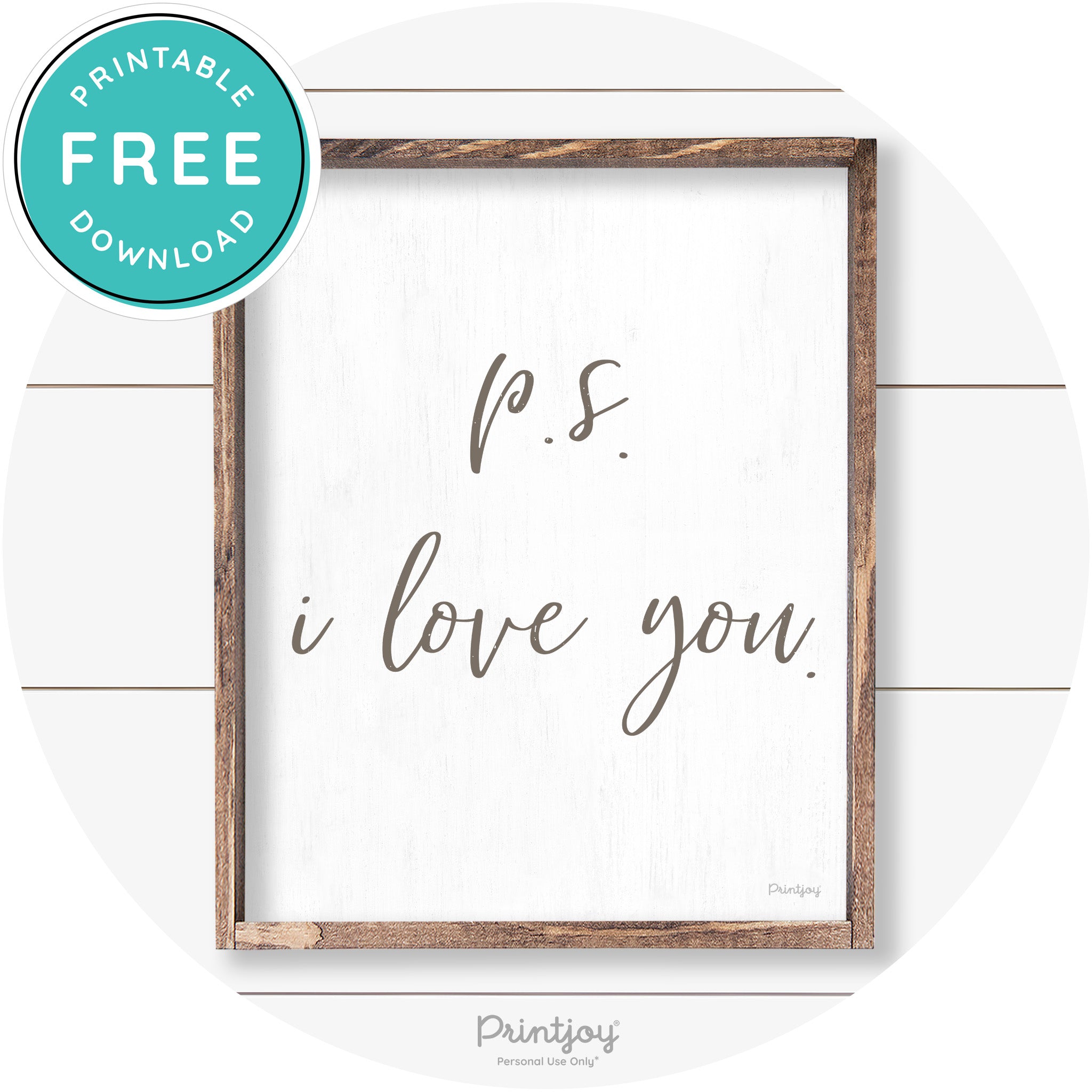 P.S. I Love You Cute Couples Farmhouse Wall Art Decor Free Printable - Printjoy
