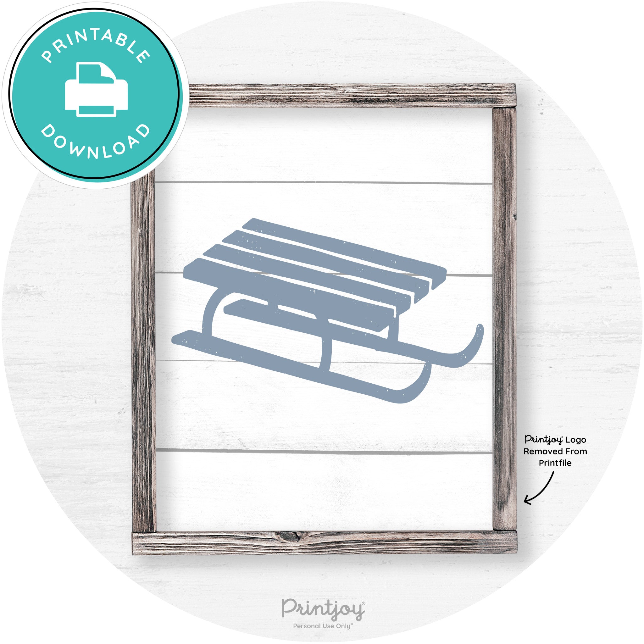 Winter Old Fashioned Sled Rustic Farmhouse Wall Art Free Printable - Printjoy