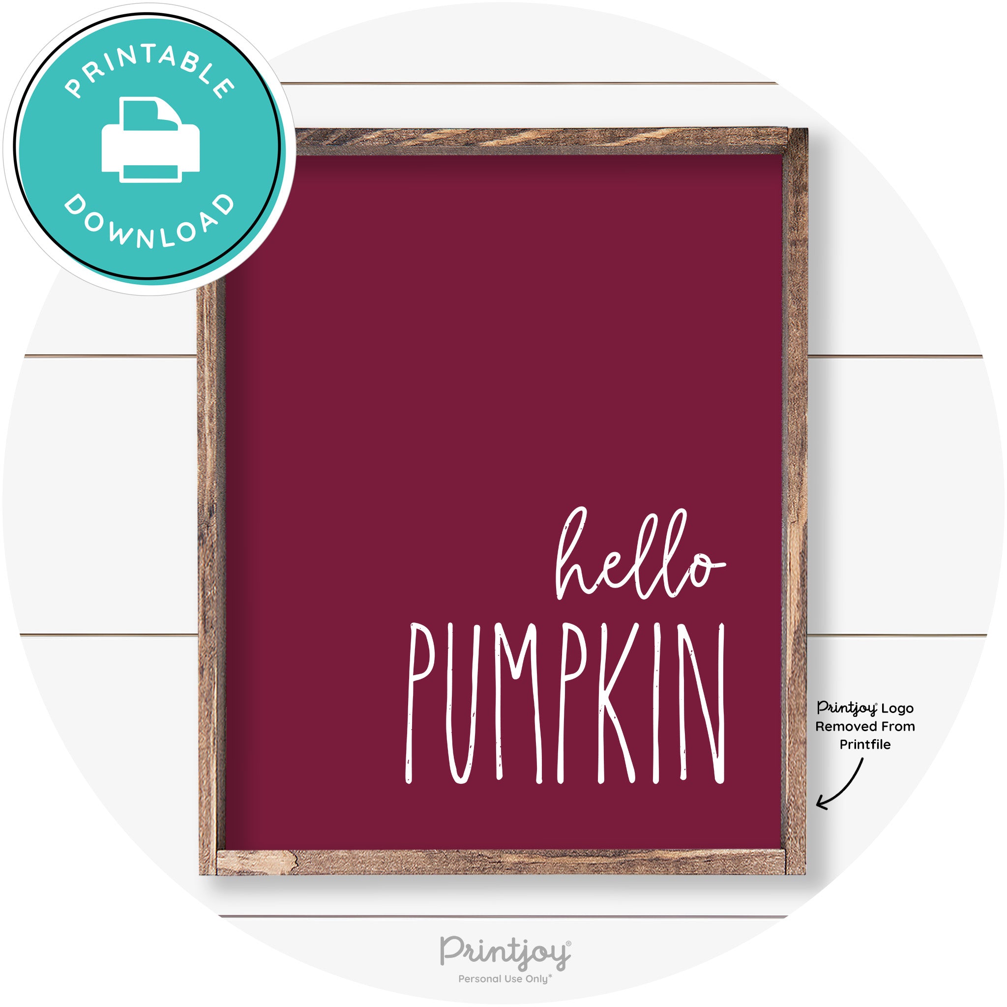 Hello Pumpkin Cute Fun Simple Farmhouse Wall Art Free Printable - Printjoy