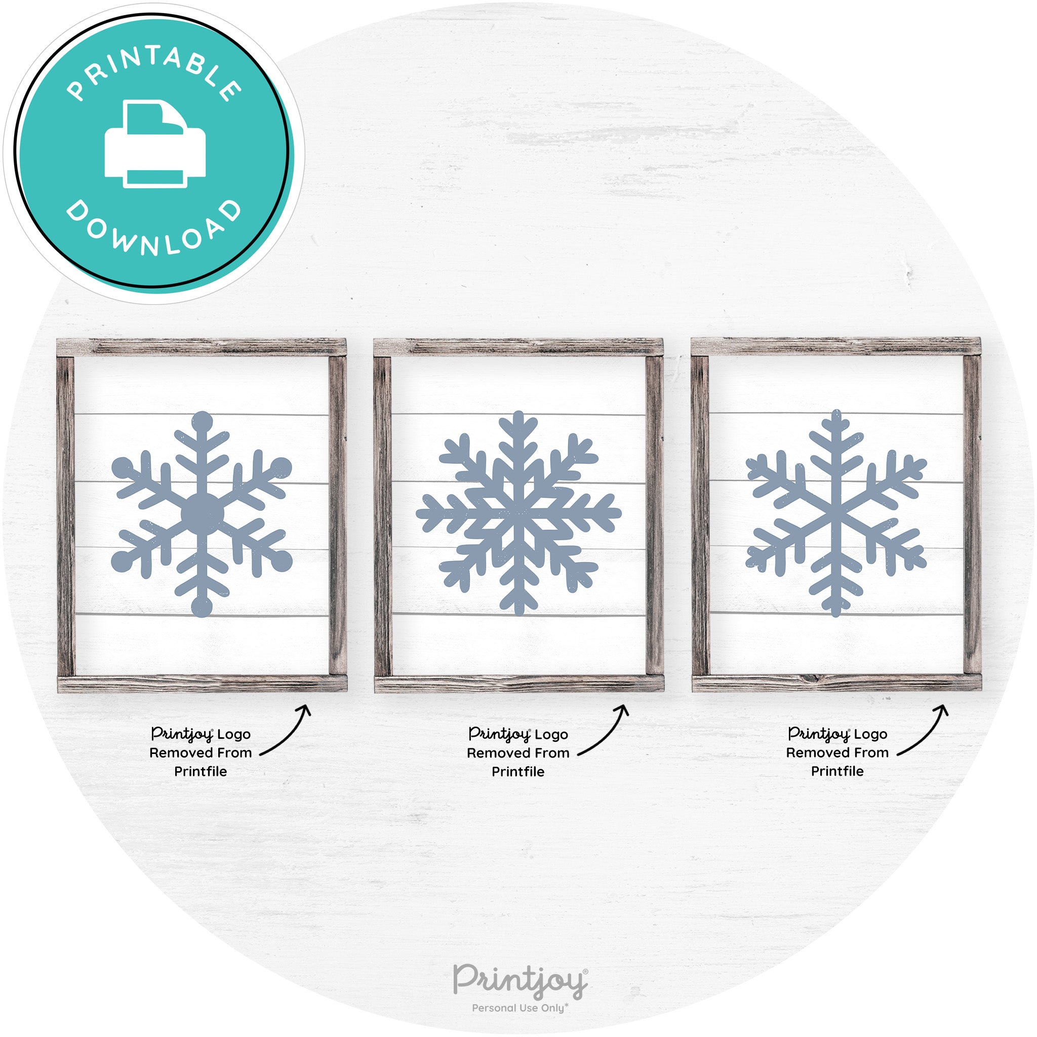 Snowflake Silhouettes Set Of 3 Winter Farmhouse Wall Art Free Printable