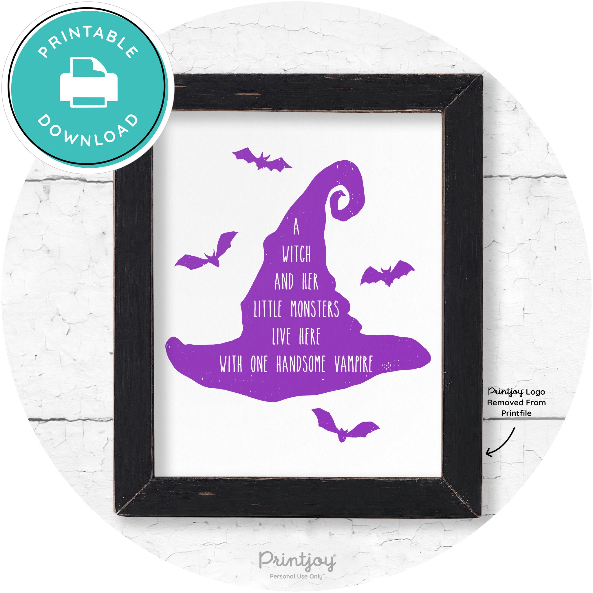 Fun Halloween Family Farmhouse Witch Hat Wall Art Free Printable - Printjoy