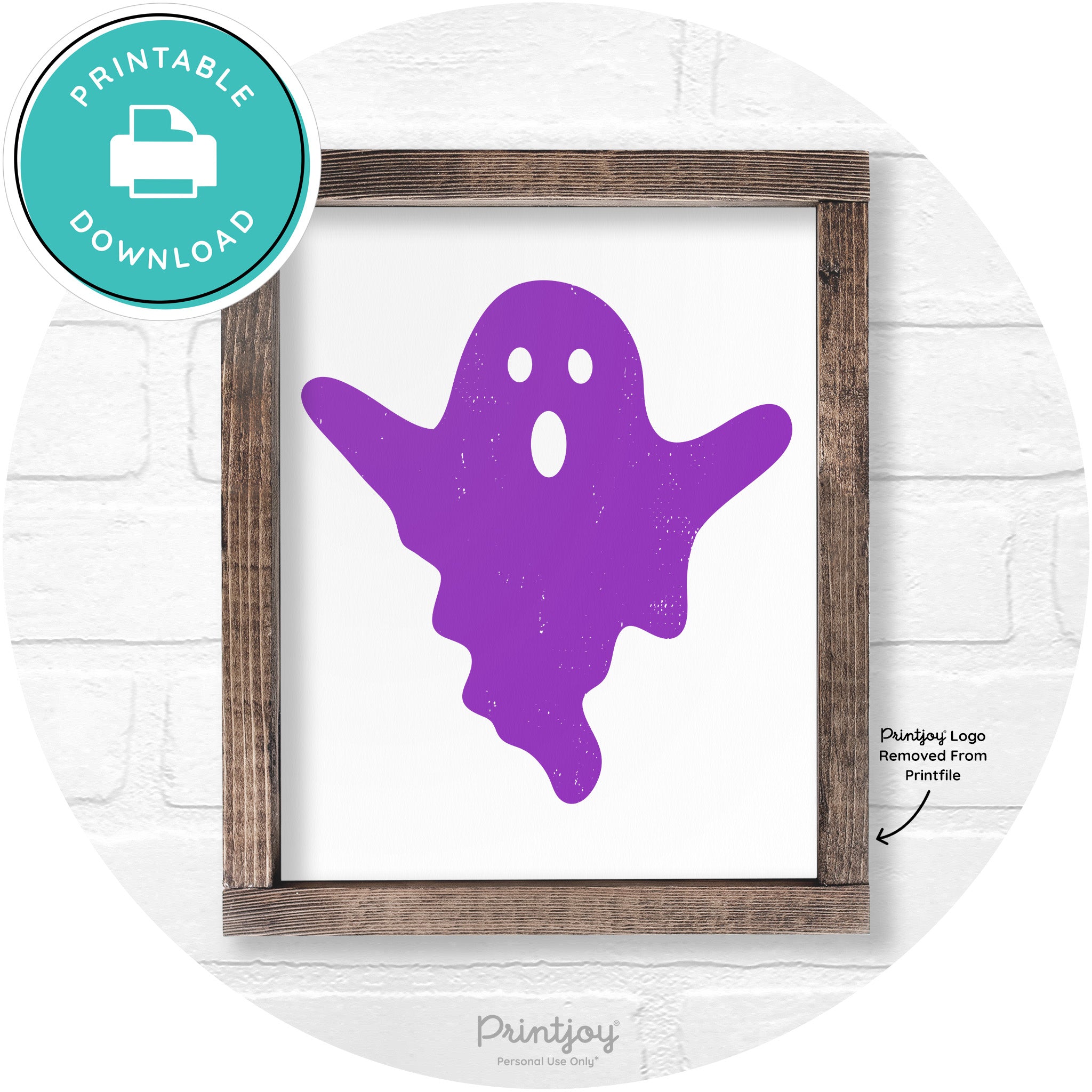 Halloween Cute Ghost Rustic Farmhouse Wall Art Free Printable - Printjoy