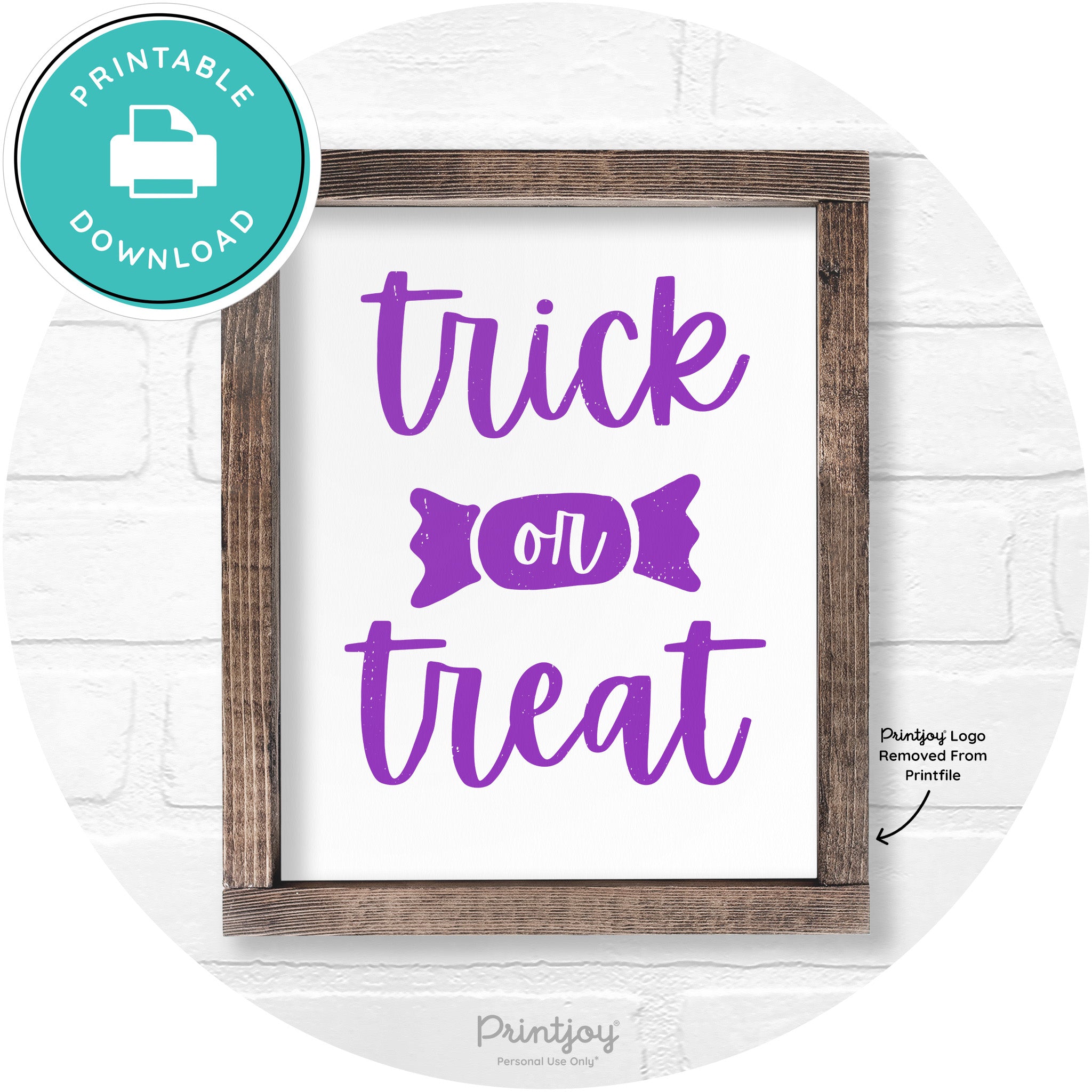 Trick Or Treat Halloween Rustic Farmhouse Wall Art Free Printable - Printjoy