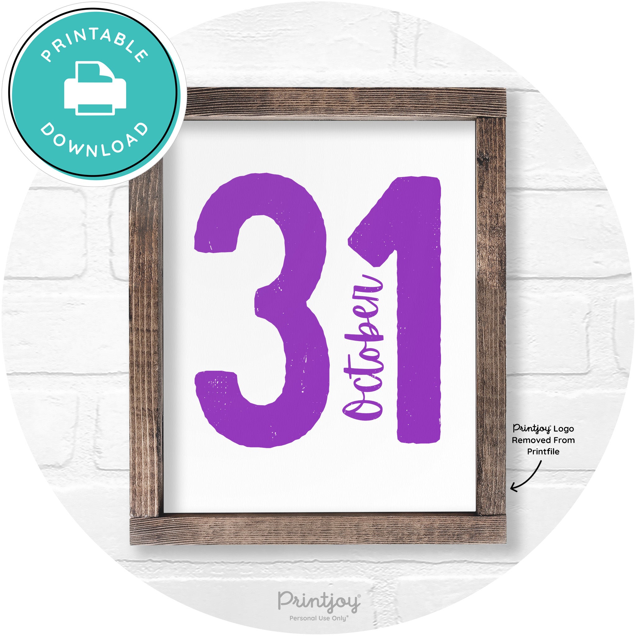 October 31 Halloween Rustic Farmhouse Wall Art Free Printable - Printjoy