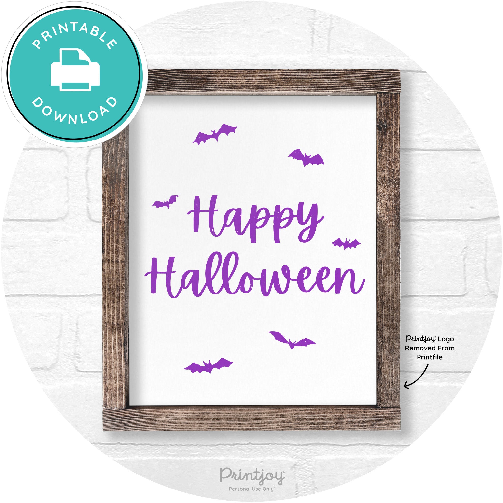 Happy Halloween Bats Rustic Farmhouse Wall Art Free Printable - Printjoy