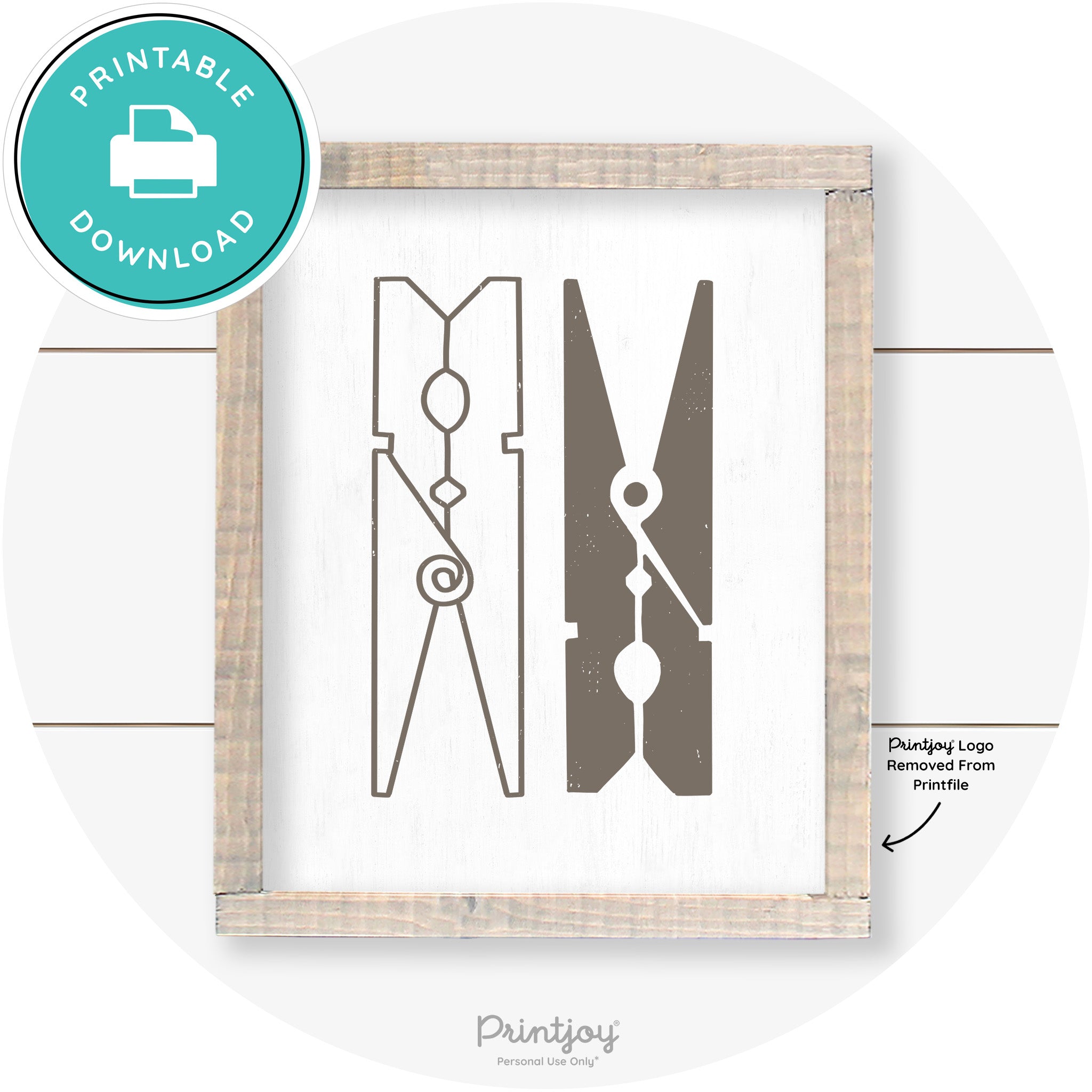 Clothespins Cute Laundry Room Farmhouse Wall Art Free Printable - Printjoy