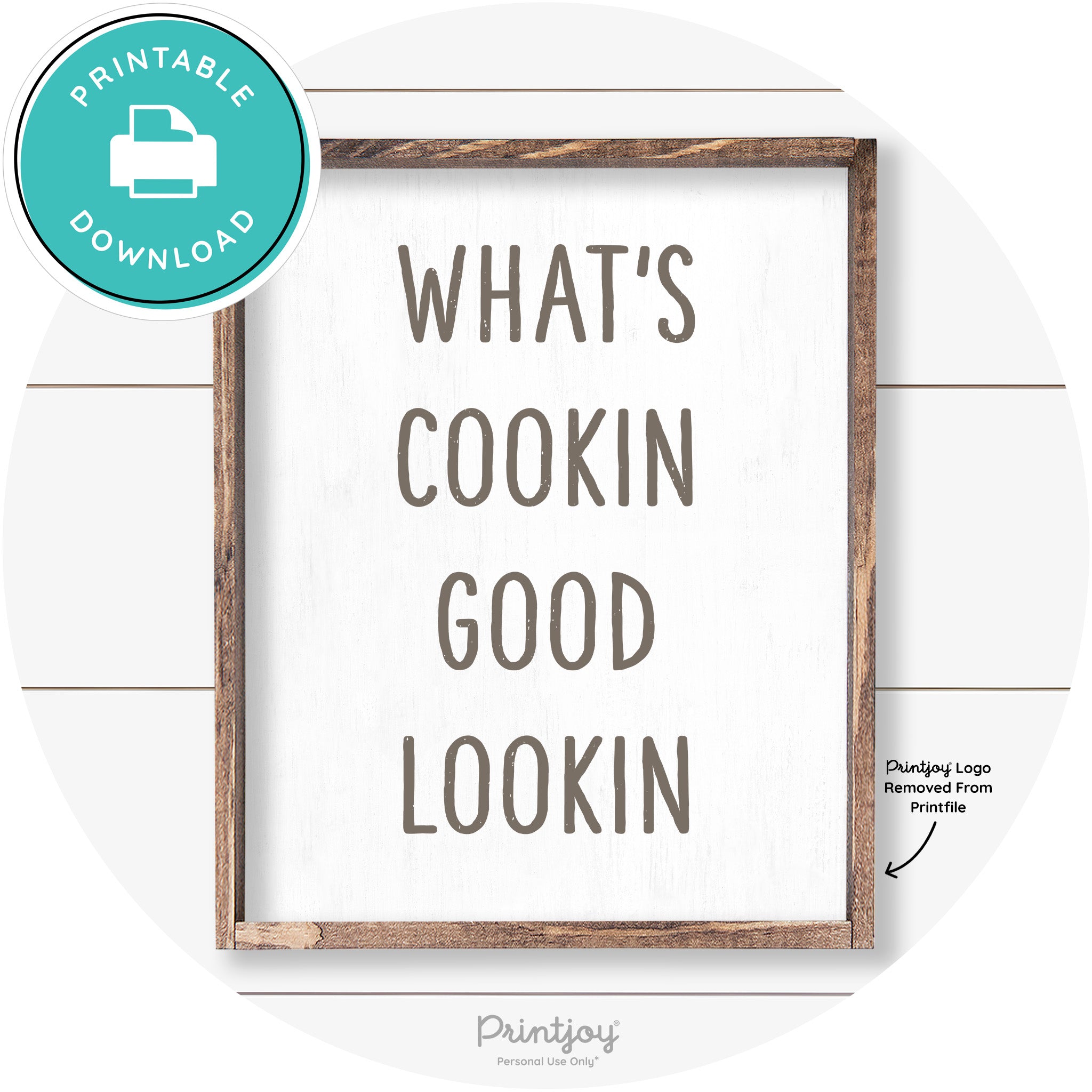 What's Cookin Good Lookin Farmhouse Kitchen Wall Art Free Printable - Printjoy