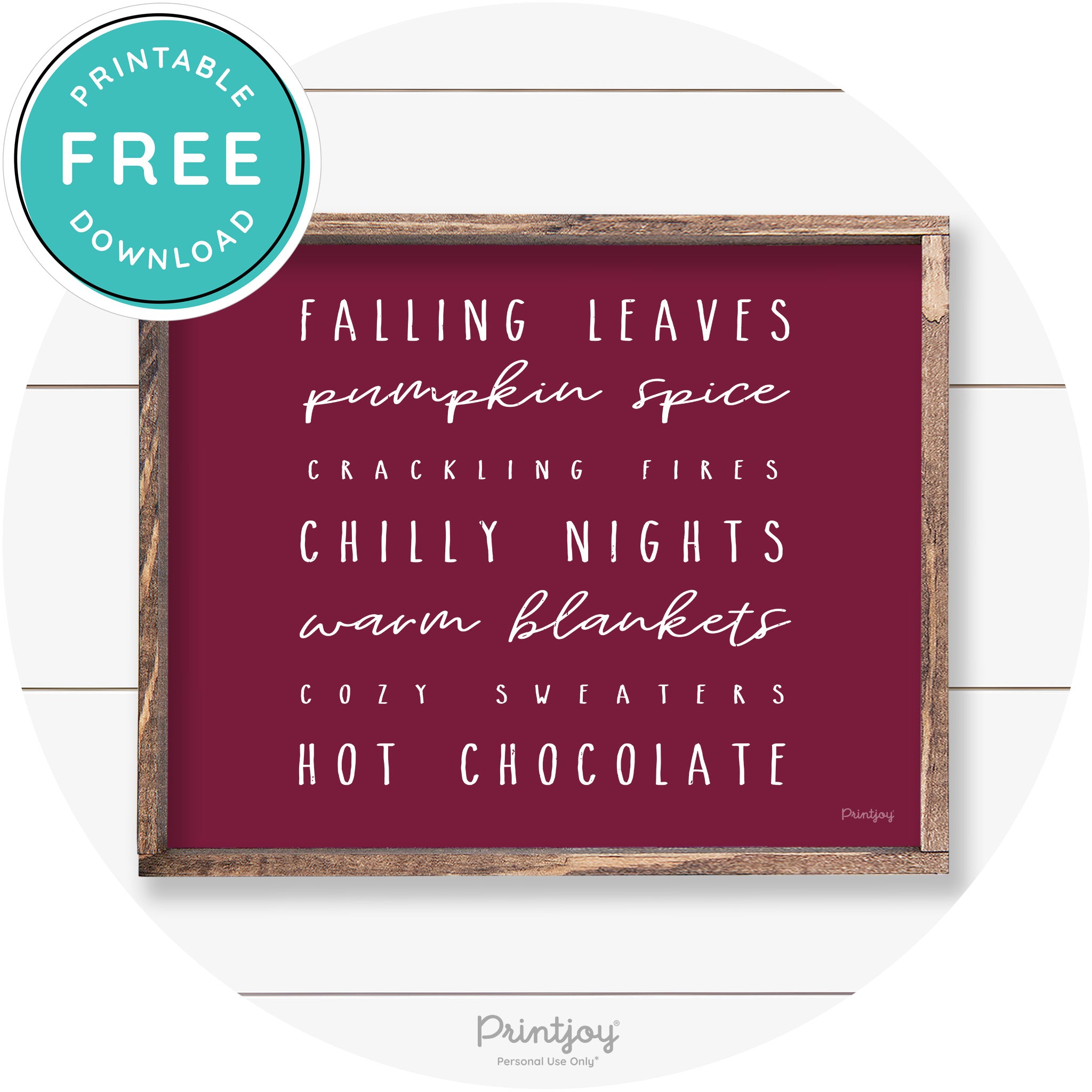 Fall Favorite Things Cute Farmhouse Autumn Wall Art Free Printable - Printjoy