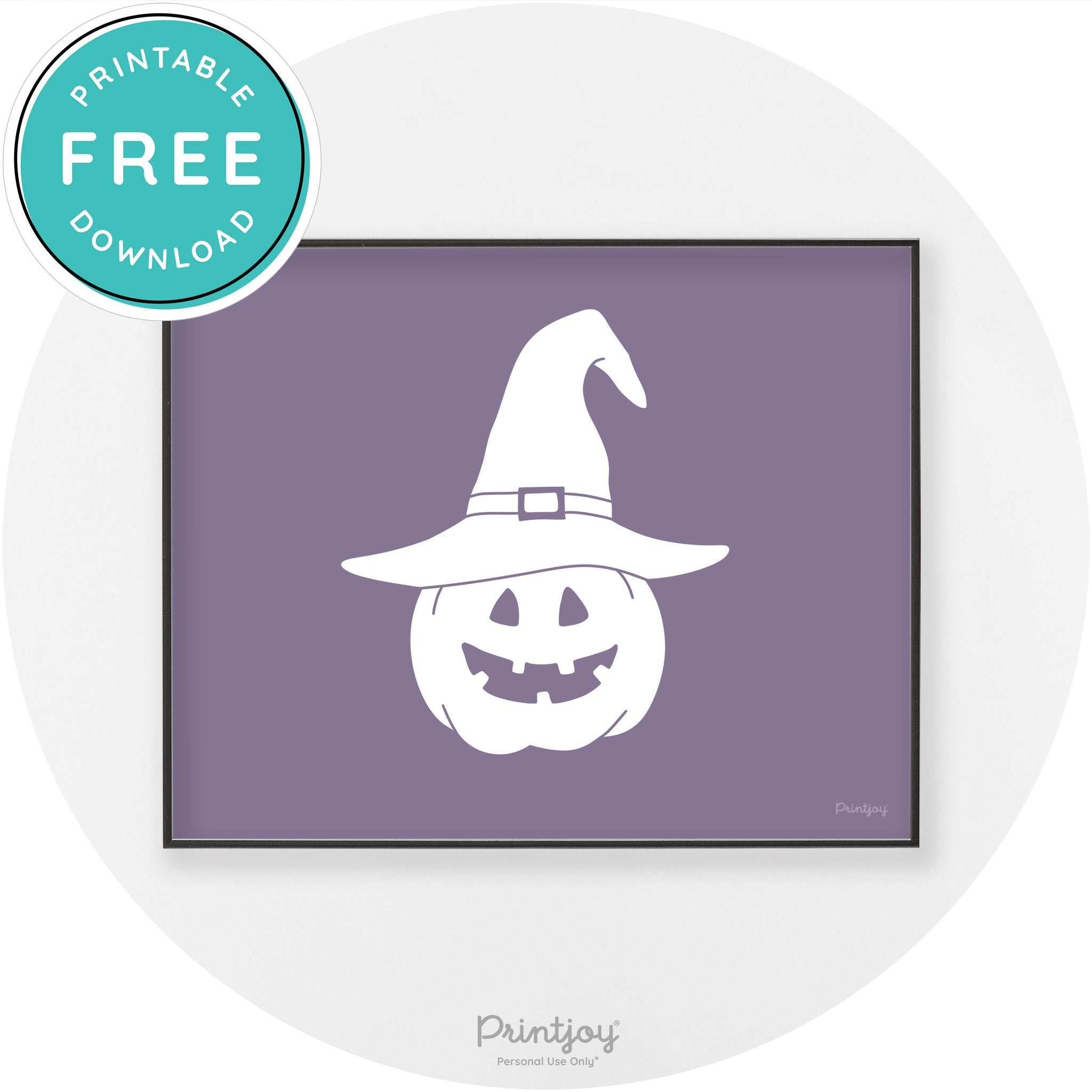 Halloween Cute Witch Jack O Lantern Chic Wall Art Printable - Printjoy