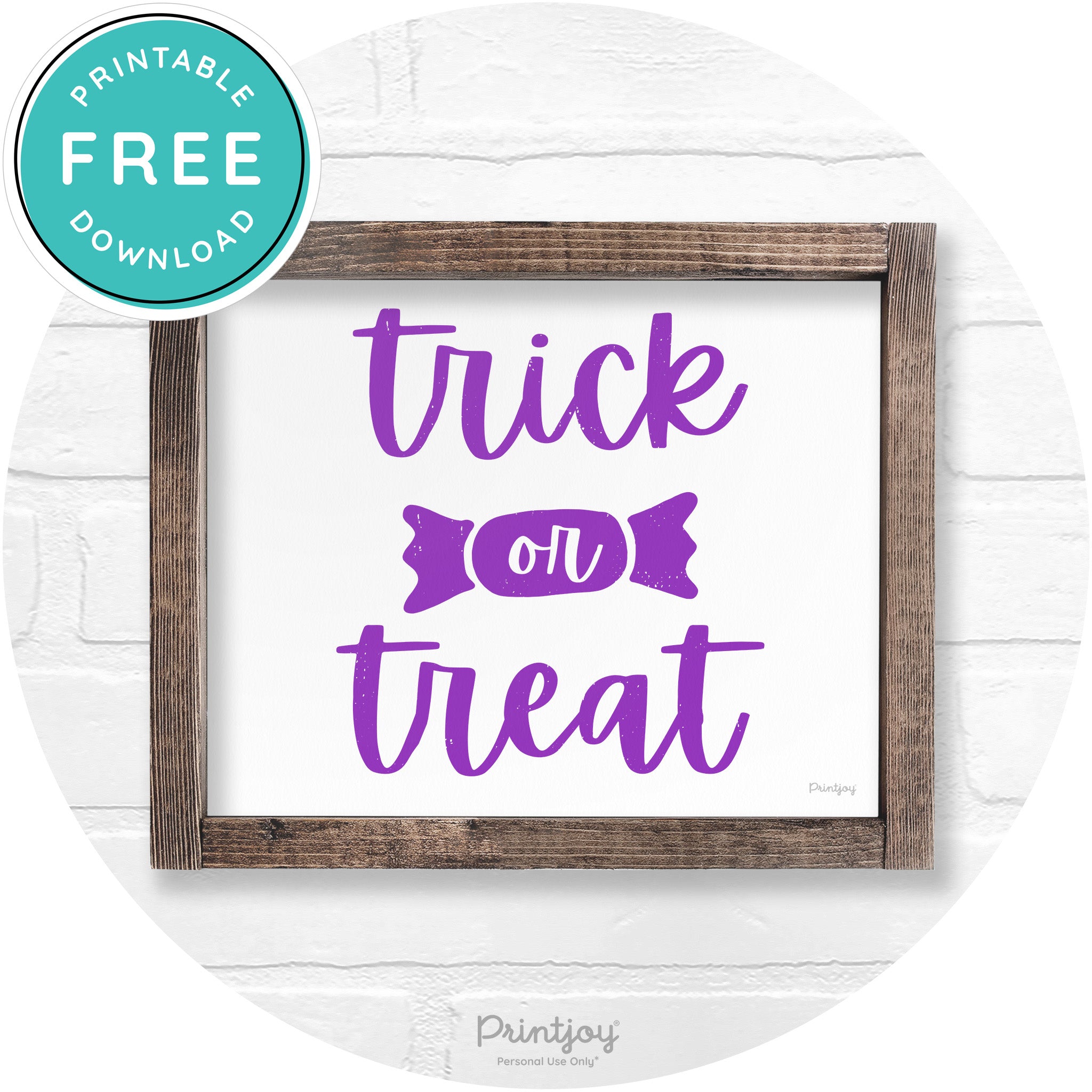 Trick Or Treat Halloween Rustic Farmhouse Wall Art Free Printable - Printjoy