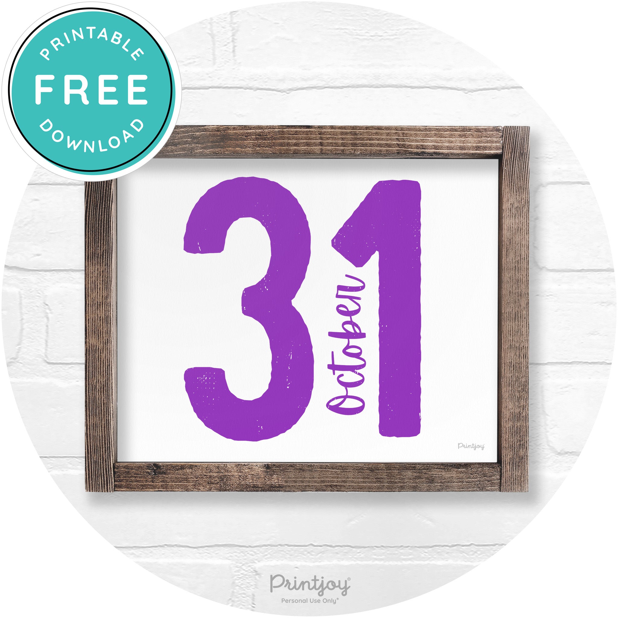 October 31 Halloween Rustic Farmhouse Wall Art Free Printable - Printjoy