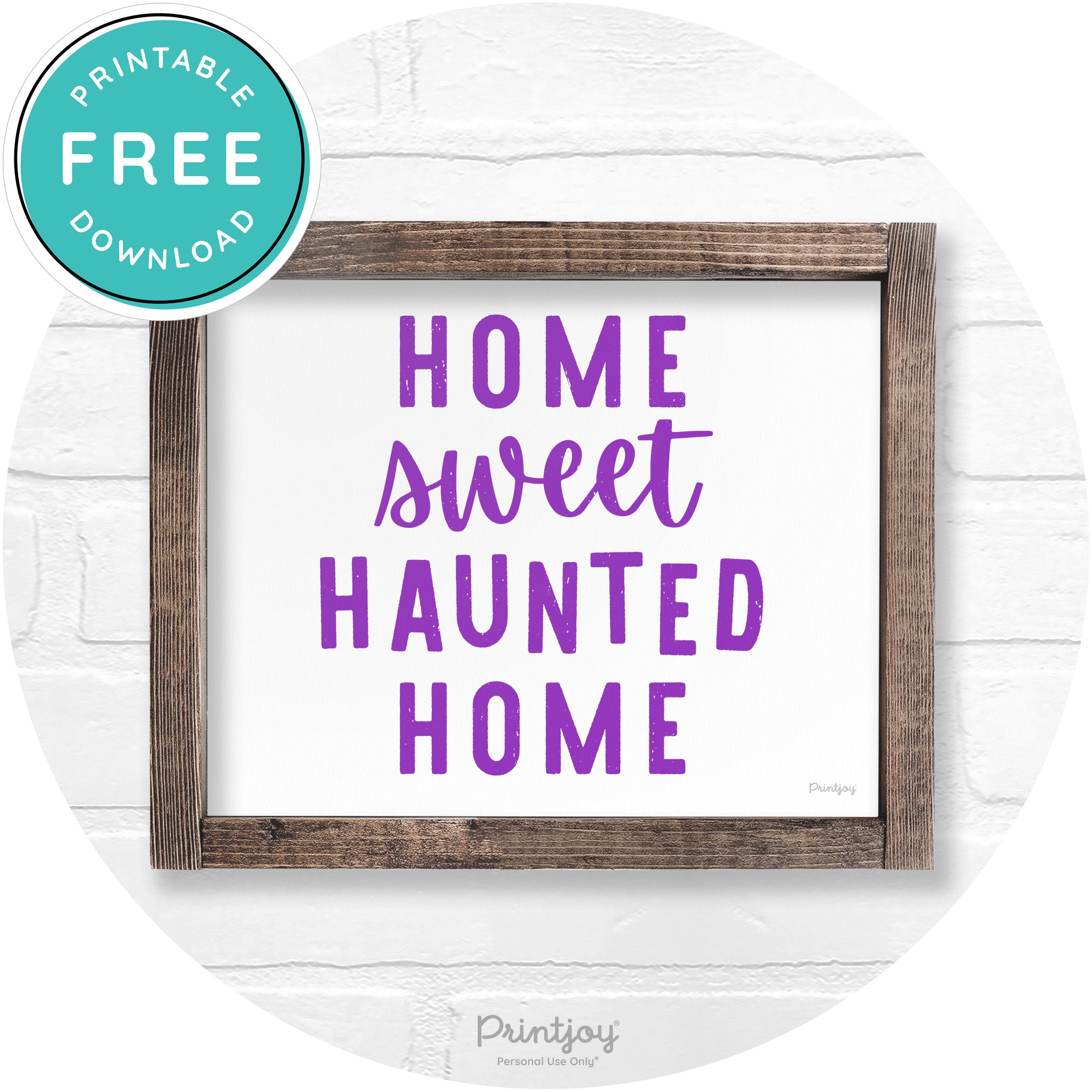 Home Sweet Haunted Home Rustic Halloween Wall Art Free Printable - Printjoy