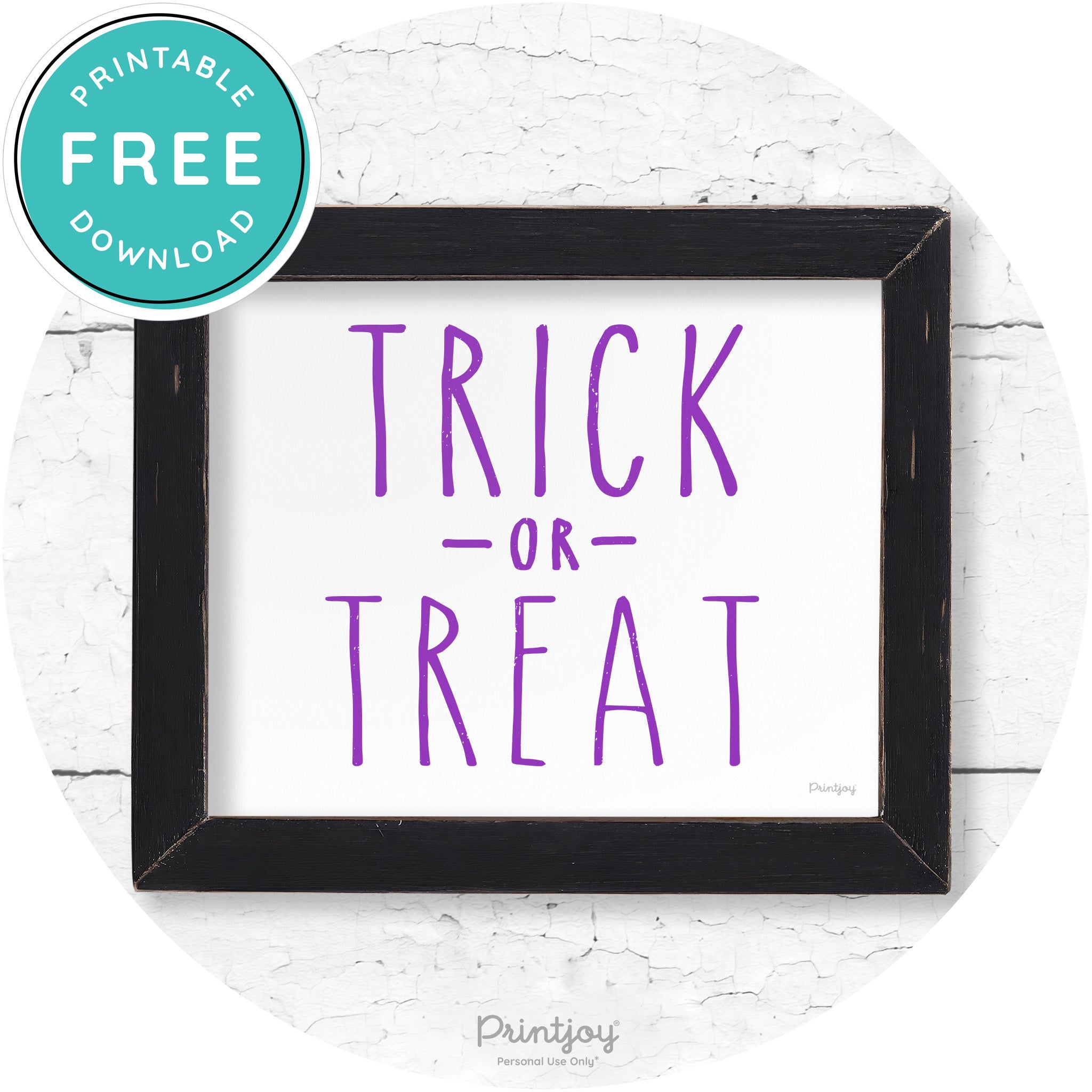 Trick Or Treat Lettering Farmhouse Halloween Wall Art Free Printable - Printjoy