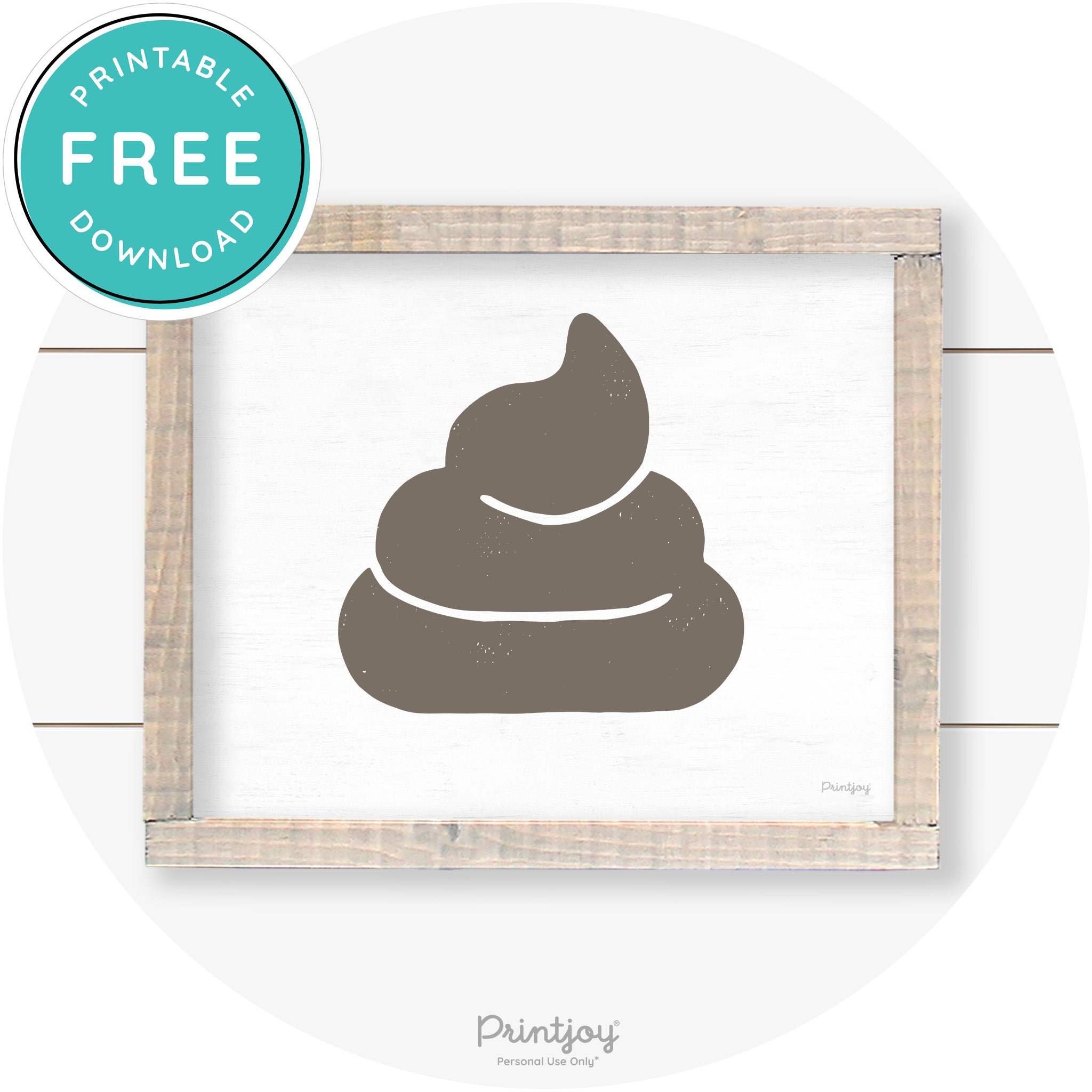 Poop Emoji Silhouette Funny Bathroom Sign Wall Art Free Printable - Printjoy