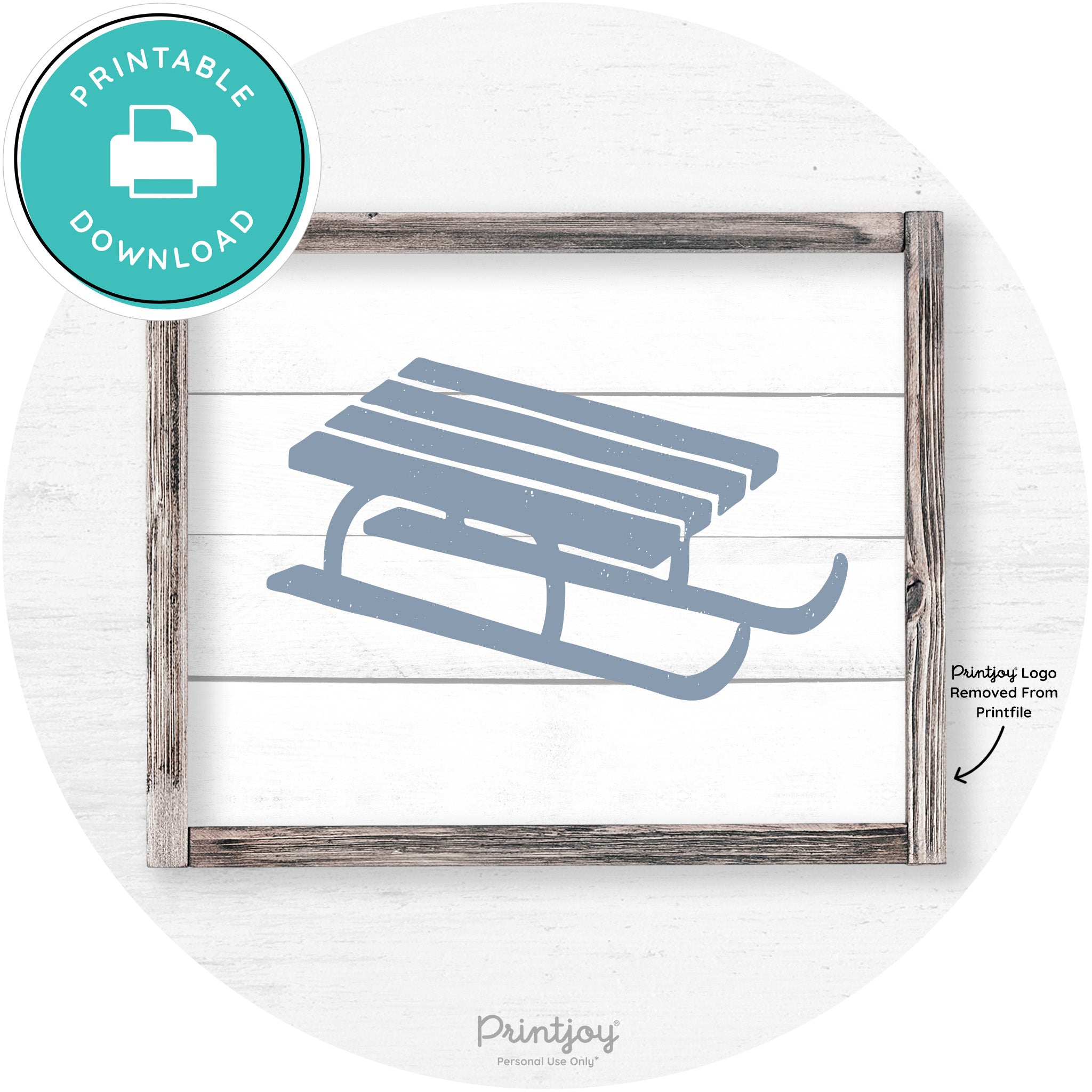 Winter Old Fashioned Sled Rustic Farmhouse Wall Art Free Printable - Printjoy