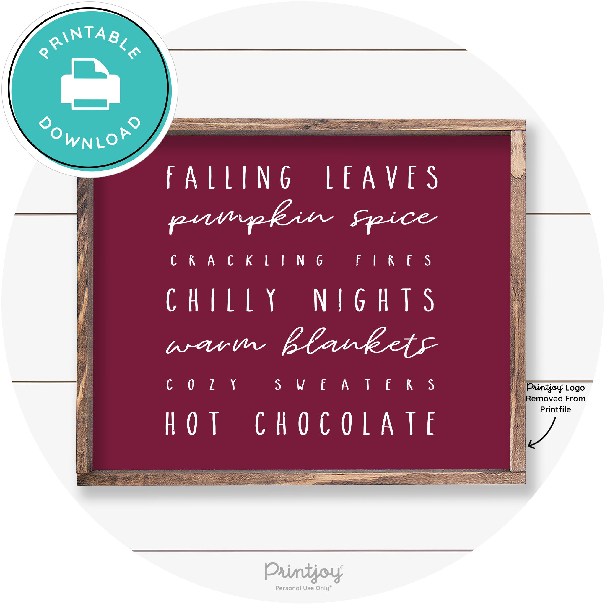 Fall Favorite Things Cute Farmhouse Autumn Wall Art Free Printable - Printjoy