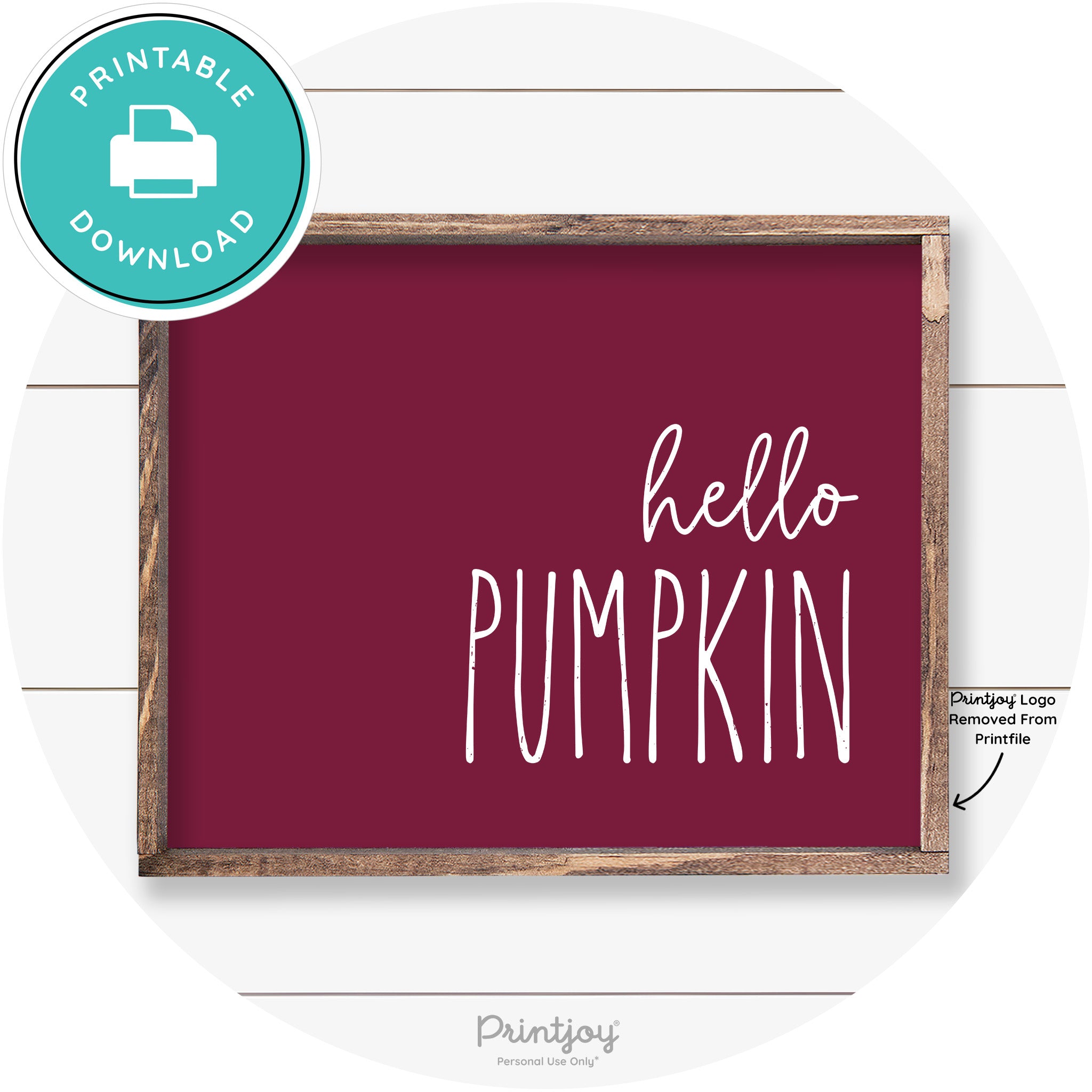 Hello Pumpkin Cute Fun Simple Farmhouse Wall Art Free Printable - Printjoy