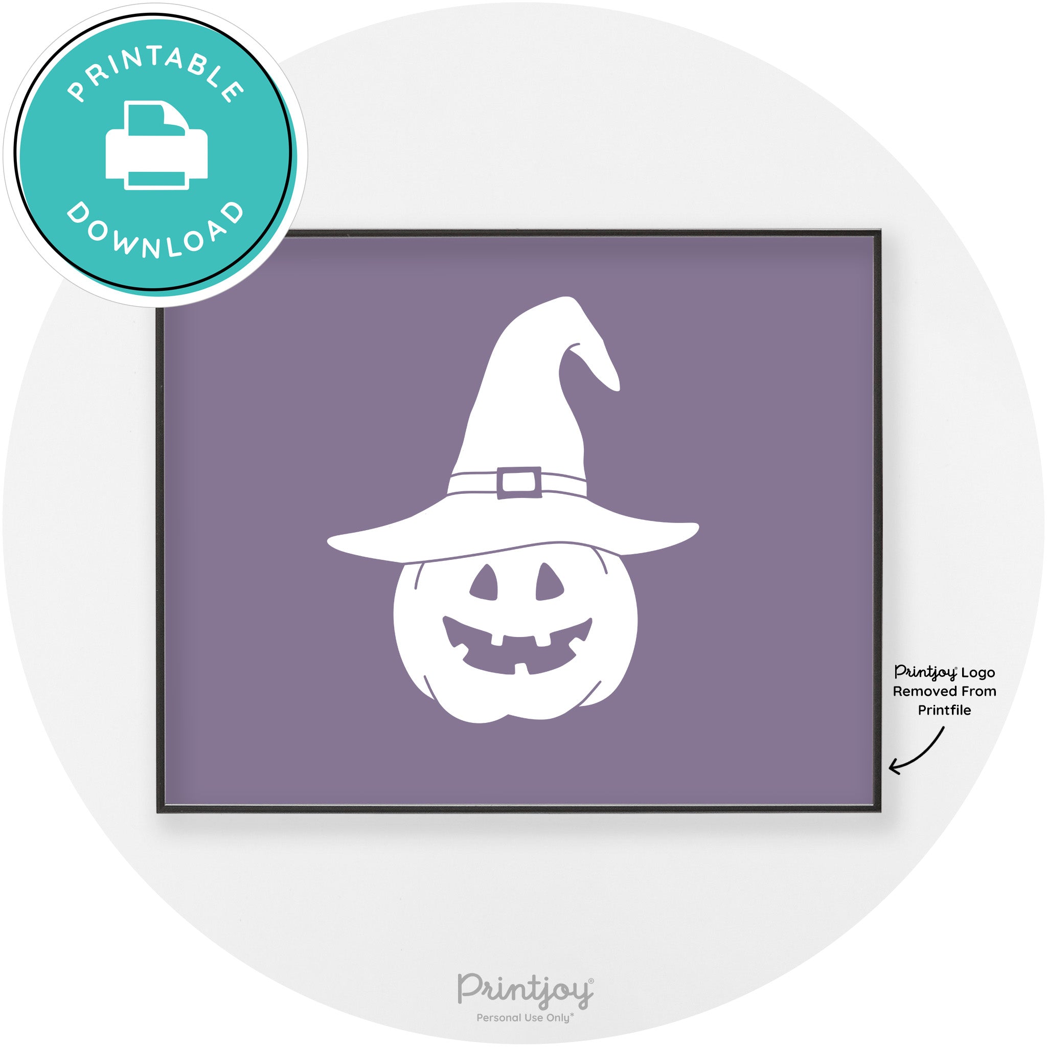 Halloween Cute Witch Jack O Lantern Chic Wall Art Printable - Printjoy