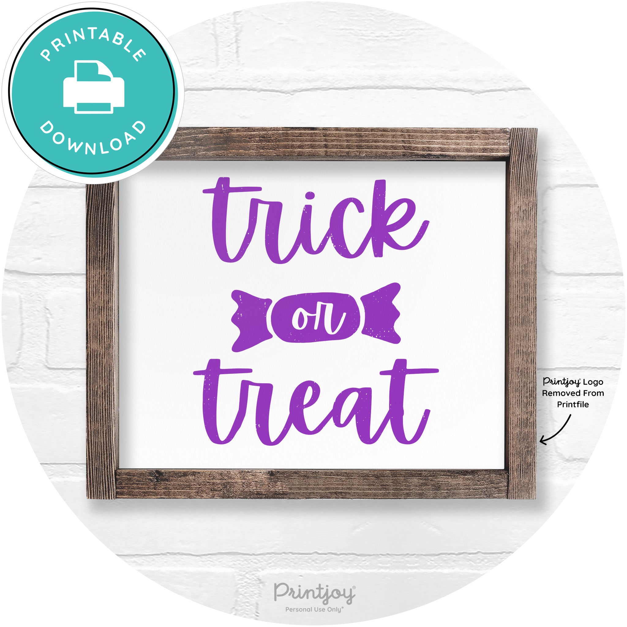 Trick Or Treat Halloween Rustic Farmhouse Wall Art Free Printable - Printjoy
