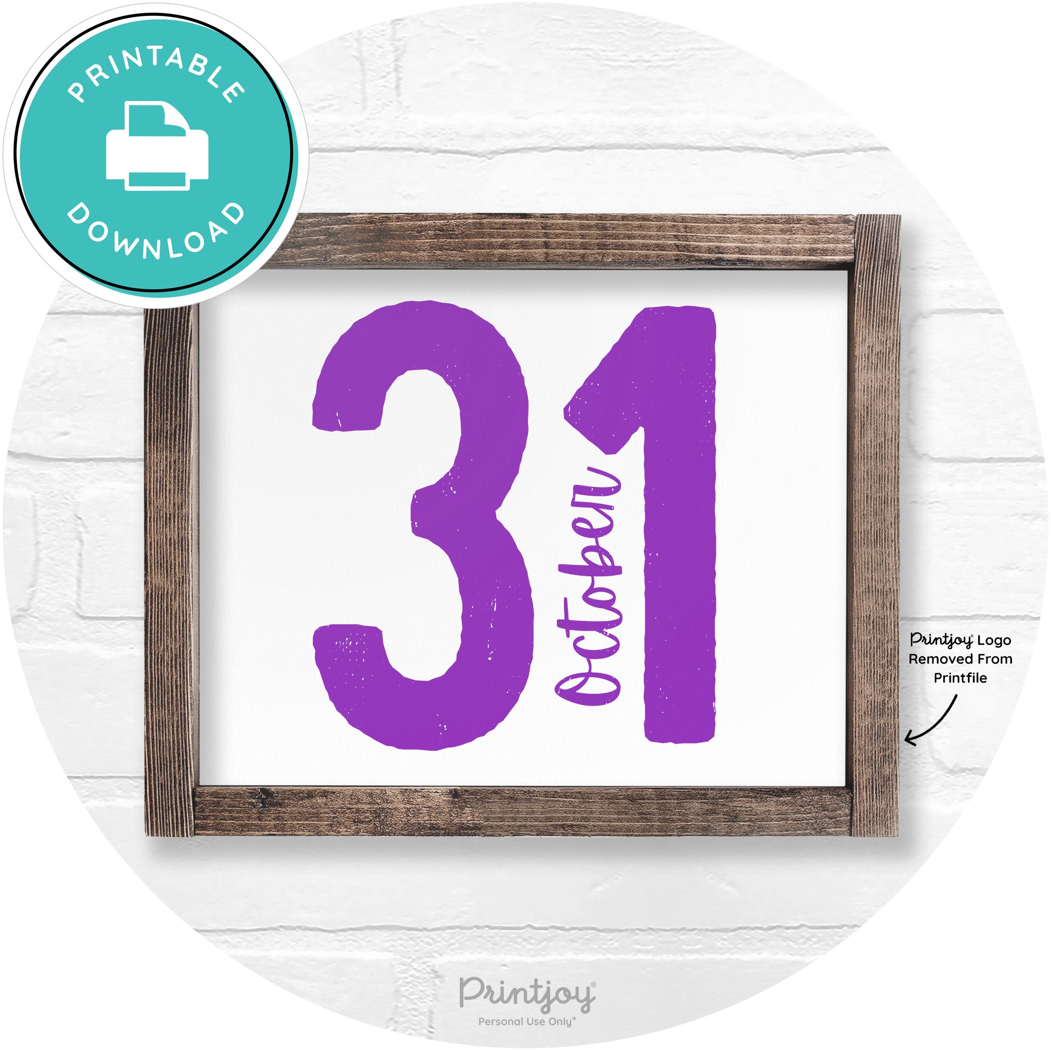 October 31 Halloween Rustic Farmhouse Wall Art Free Printable - Printjoy