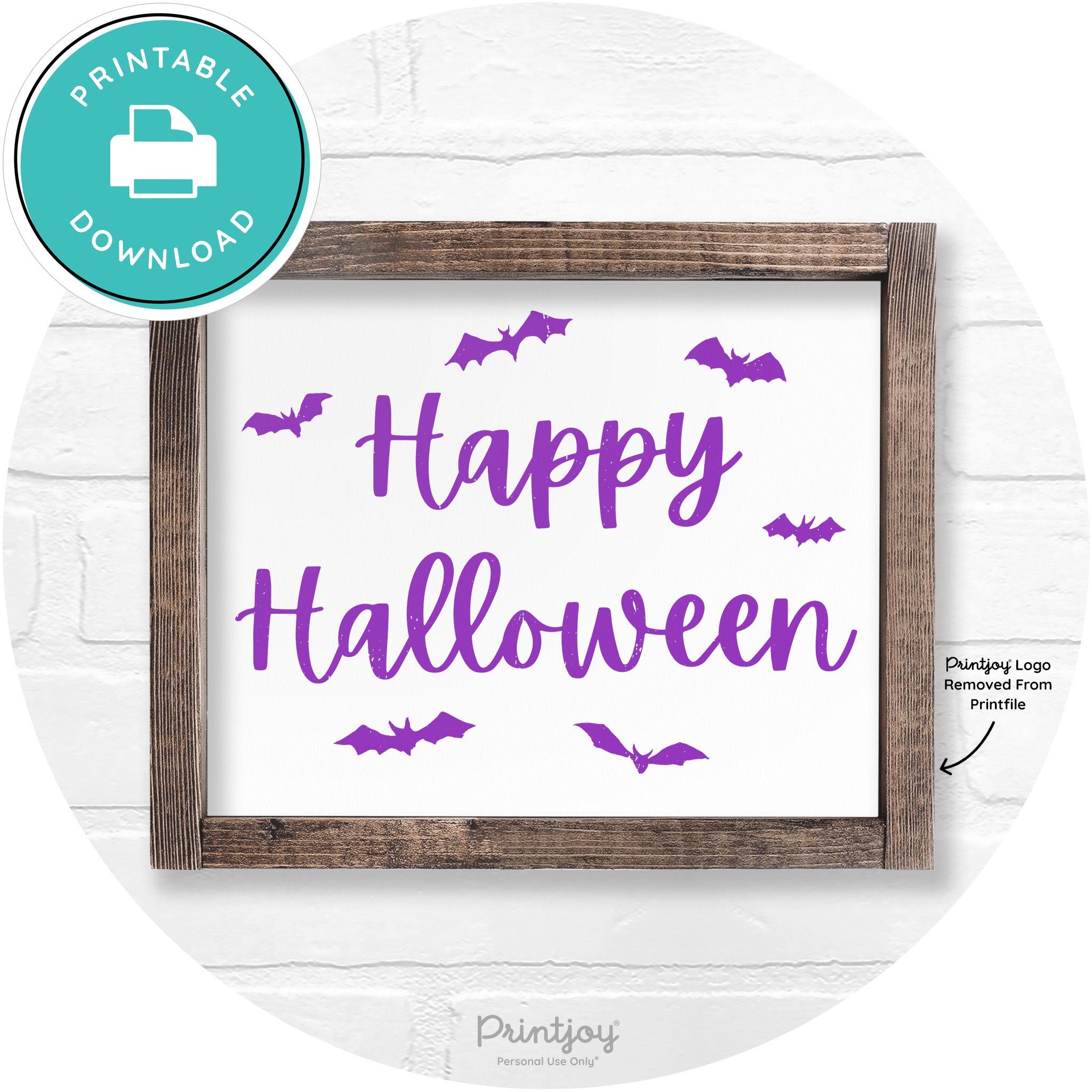 Happy Halloween Bats Rustic Farmhouse Wall Art Free Printable - Printjoy