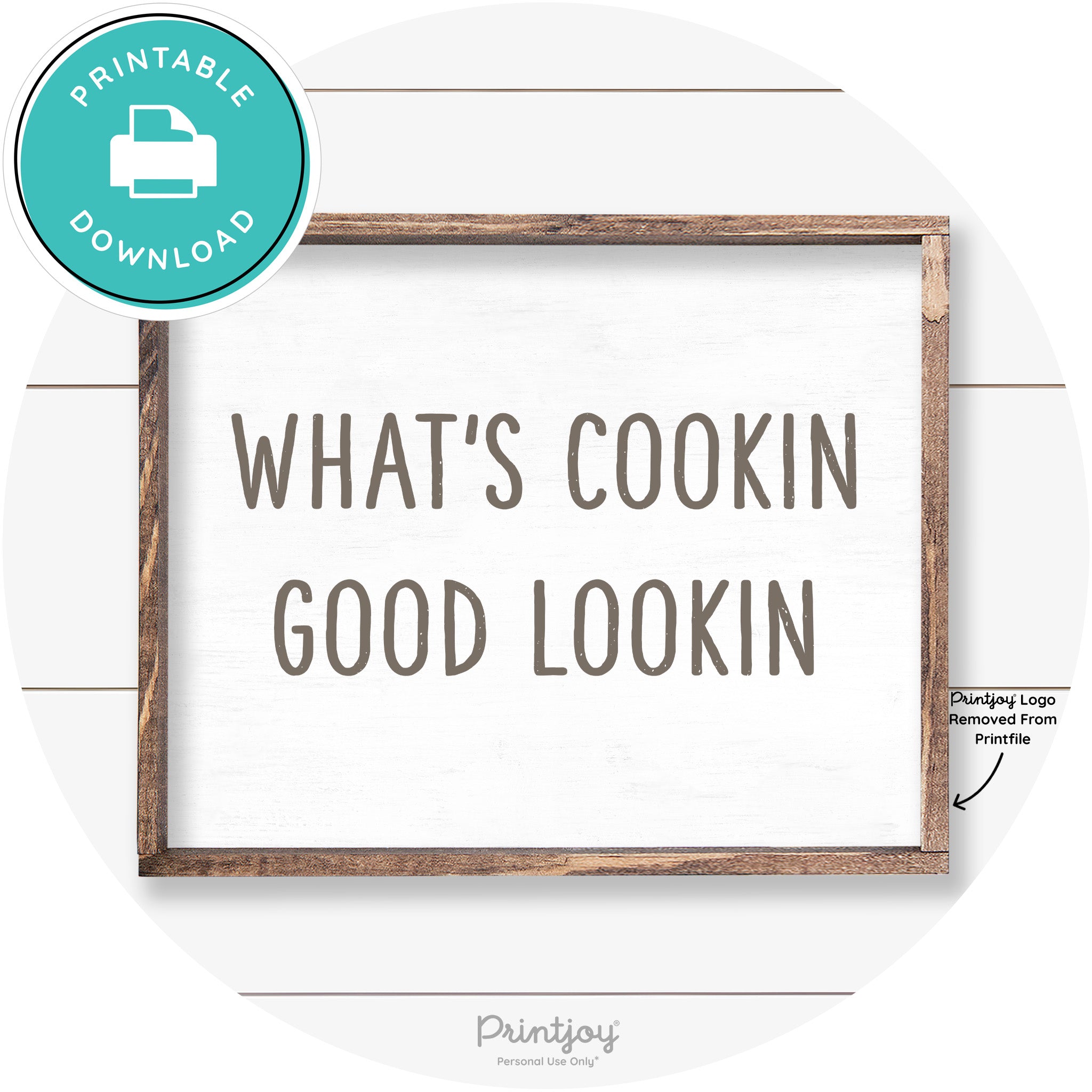What's Cookin Good Lookin Farmhouse Kitchen Wall Art Free Printable - Printjoy