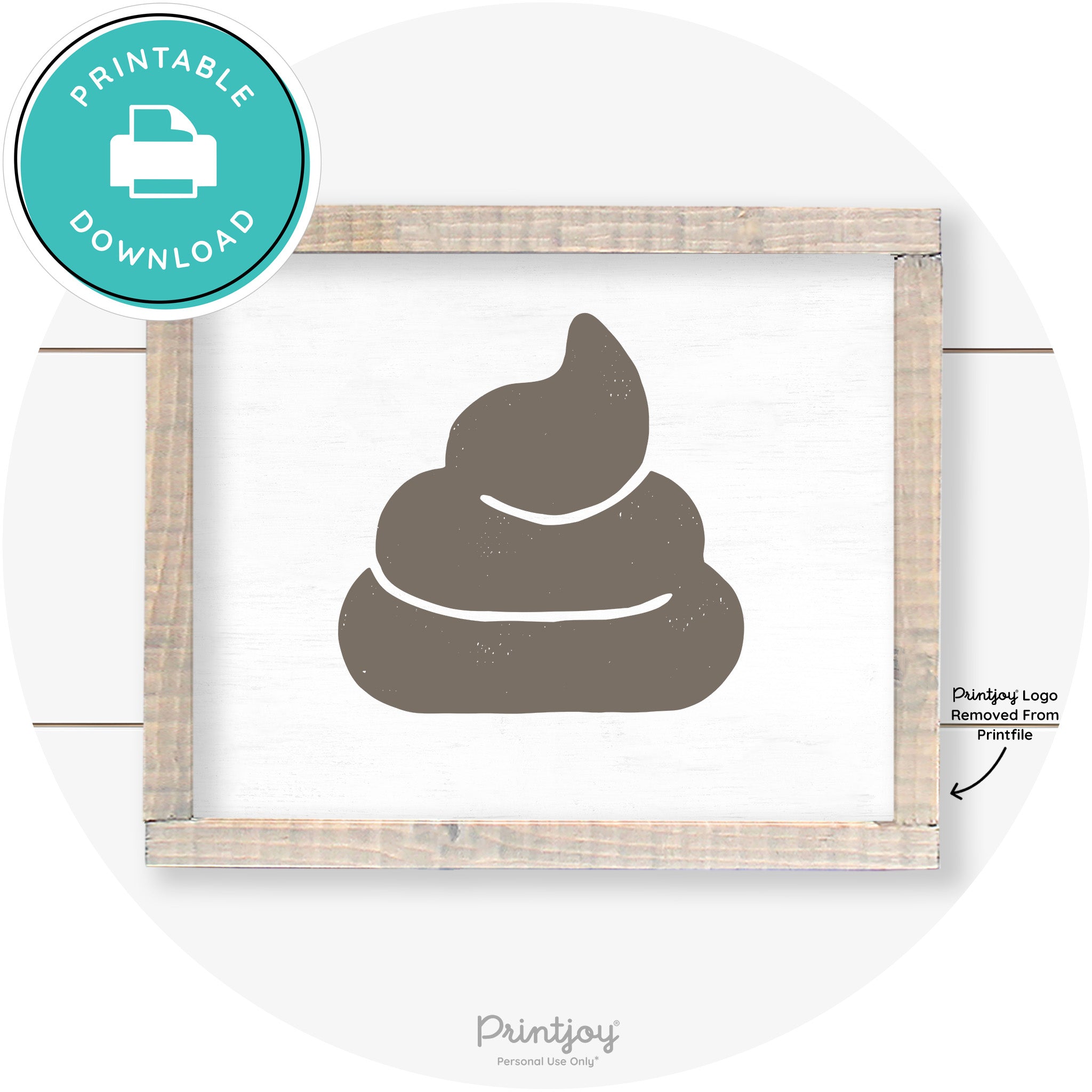 Poop Emoji Silhouette Funny Bathroom Sign Wall Art Free Printable - Printjoy